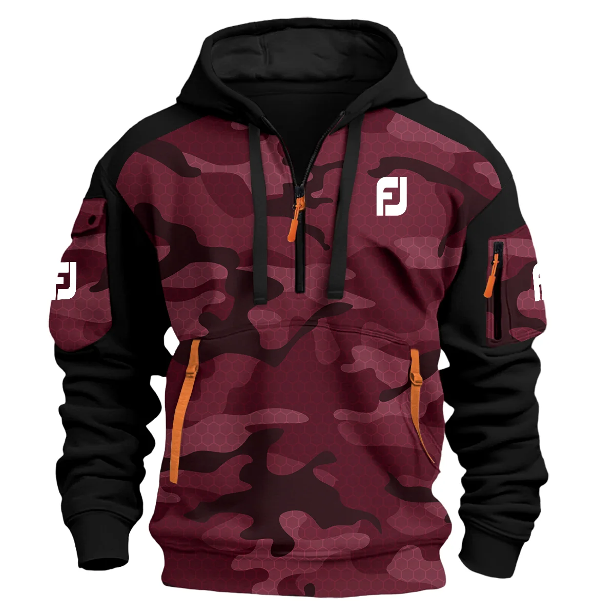 Footjoy Exclusive Logo Hoodie Half Zipper Golf Marron