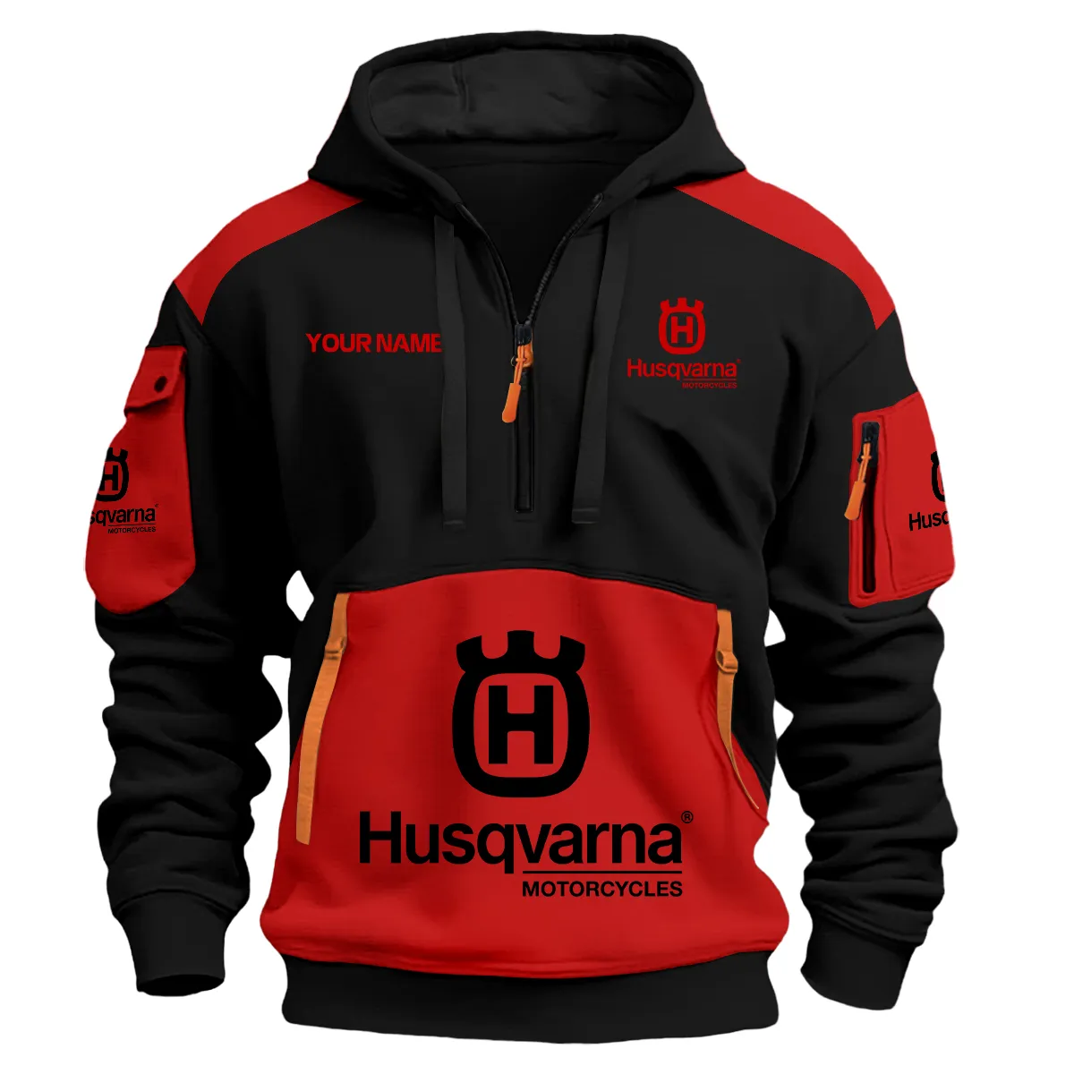 Husqvarna Motorcycles Exclusive Logo Hoodie Half Zipper Red