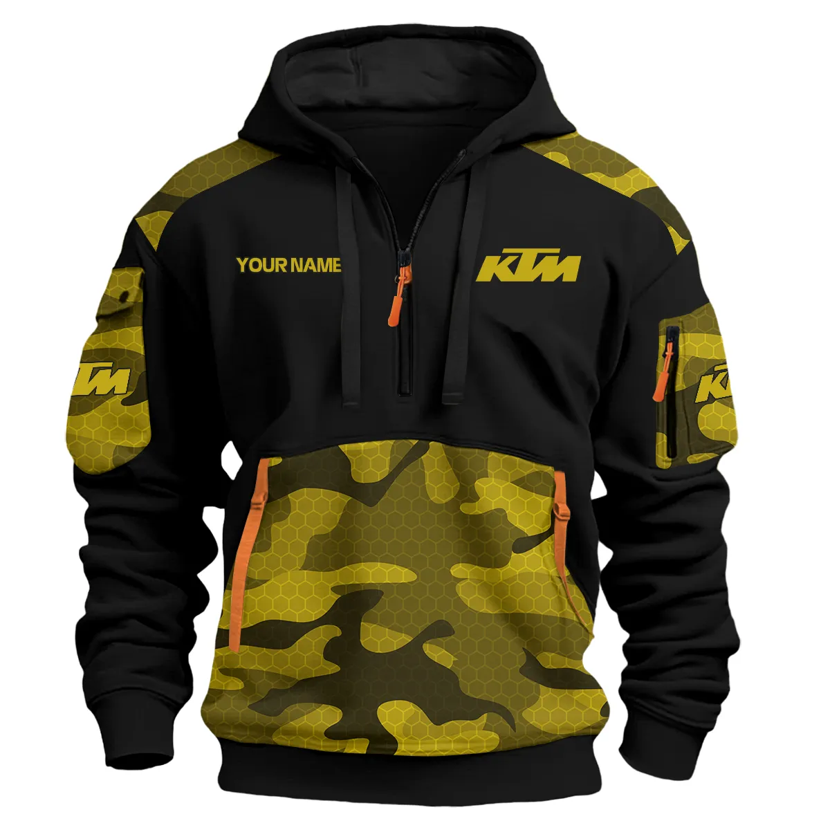 Ktm Motorcycles Exclusive Logo Hoodie Half Zipper Yellow