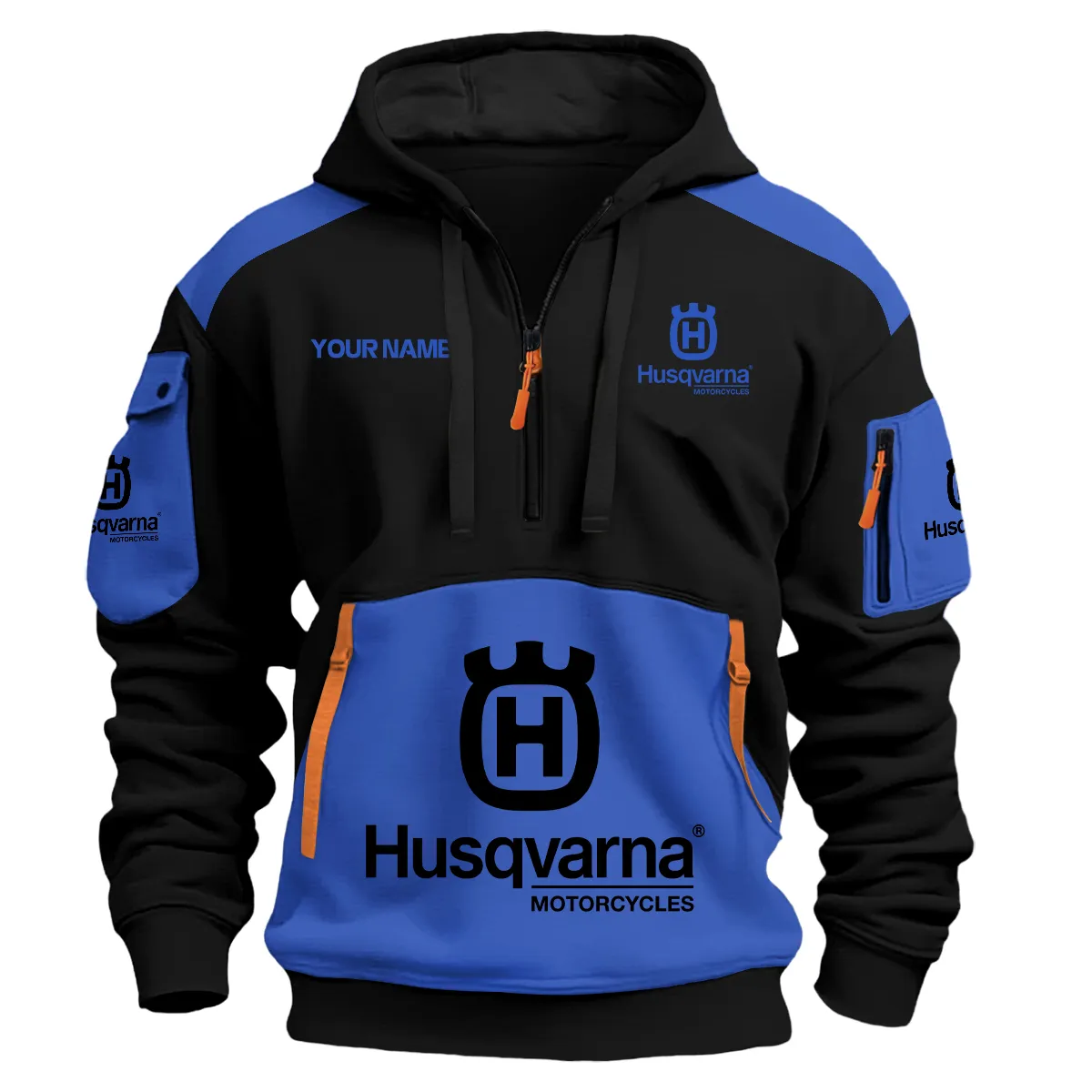 Husqvarna Motorcycles Exclusive Logo Hoodie Half Zipper Blue