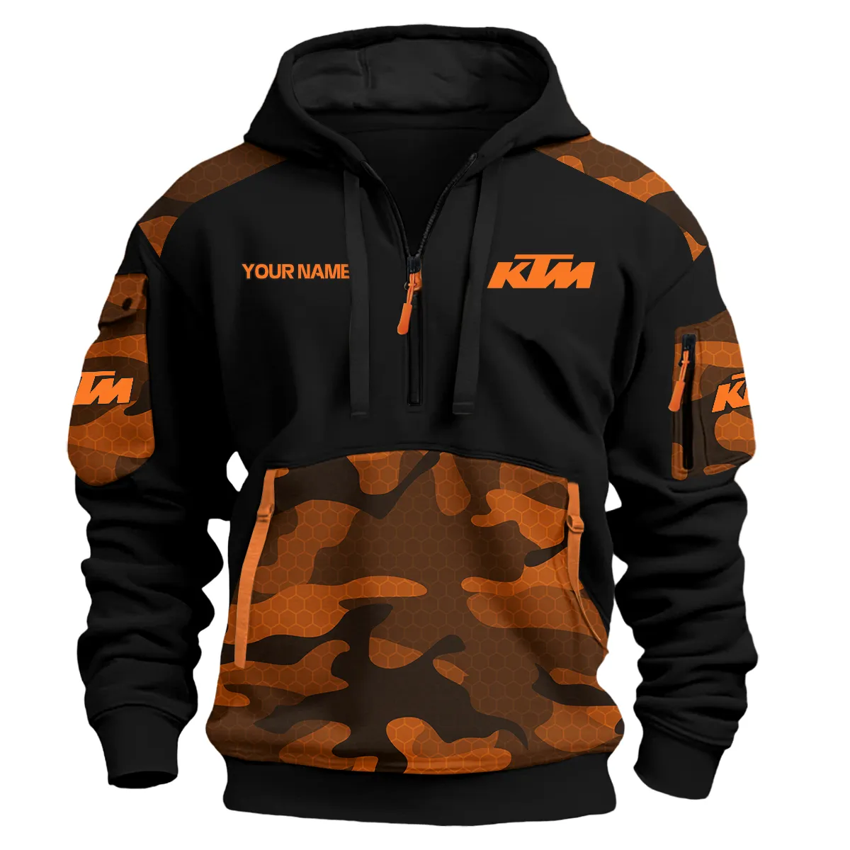 Ktm Motorcycles Exclusive Logo Hoodie Half Zipper Orange