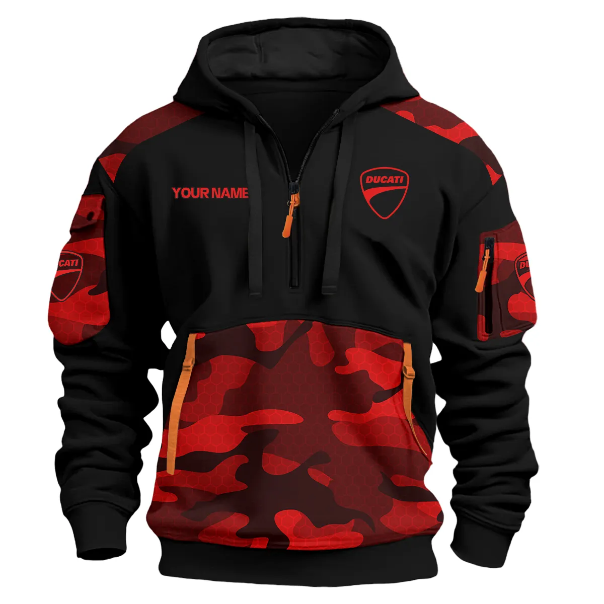 Ducati Motorcycles Exclusive Logo Hoodie Half Zipper Red
