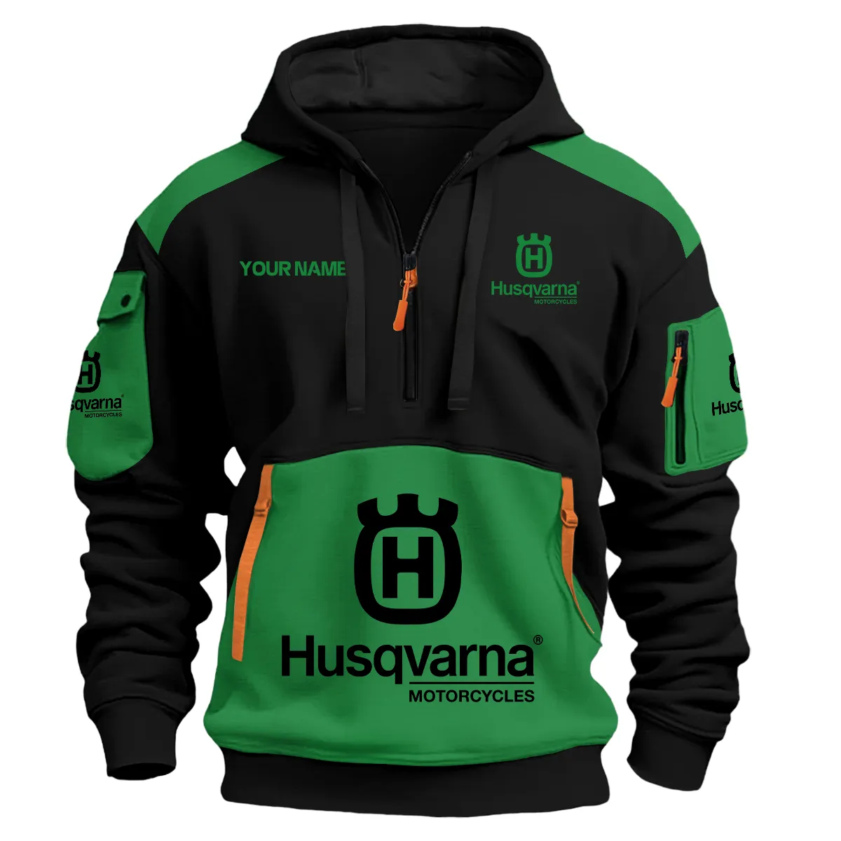 Husqvarna Motorcycles Exclusive Logo Hoodie Half Zipper Green