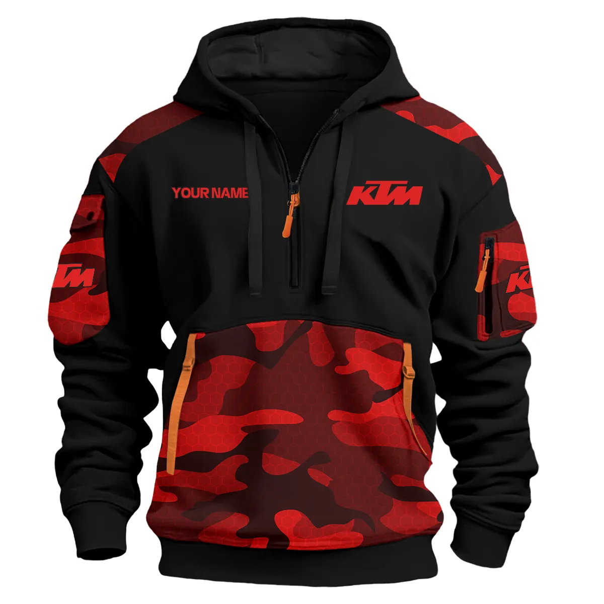 Ktm Motorcycles Exclusive Logo Hoodie Half Zipper Red