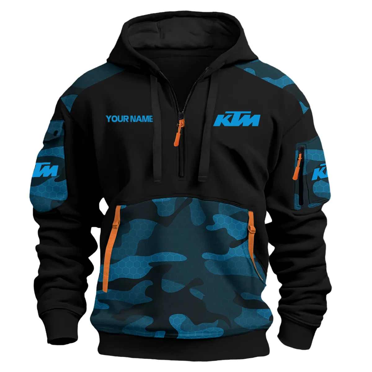Ktm Motorcycles Exclusive Logo Hoodie Half Zipper Blue