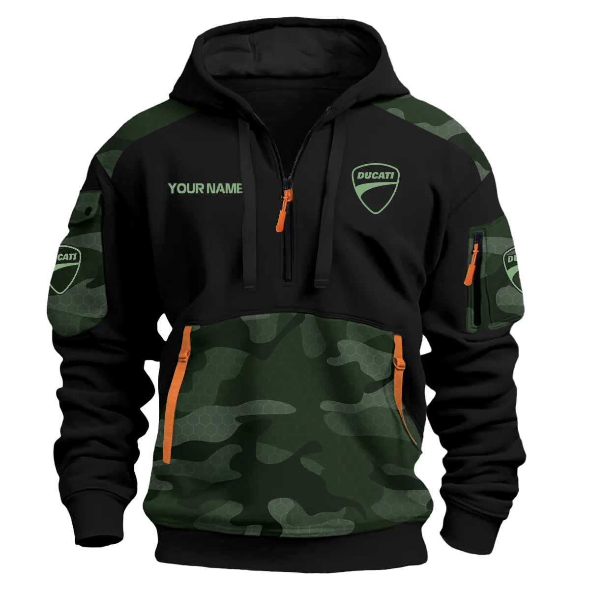 Ducati Motorcycles Exclusive Logo Hoodie Half Zipper Green