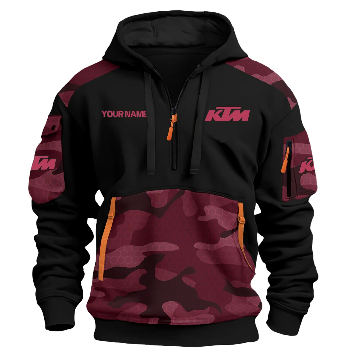 Ktm Motorcycles Exclusive Logo Hoodie Half Zipper Marron