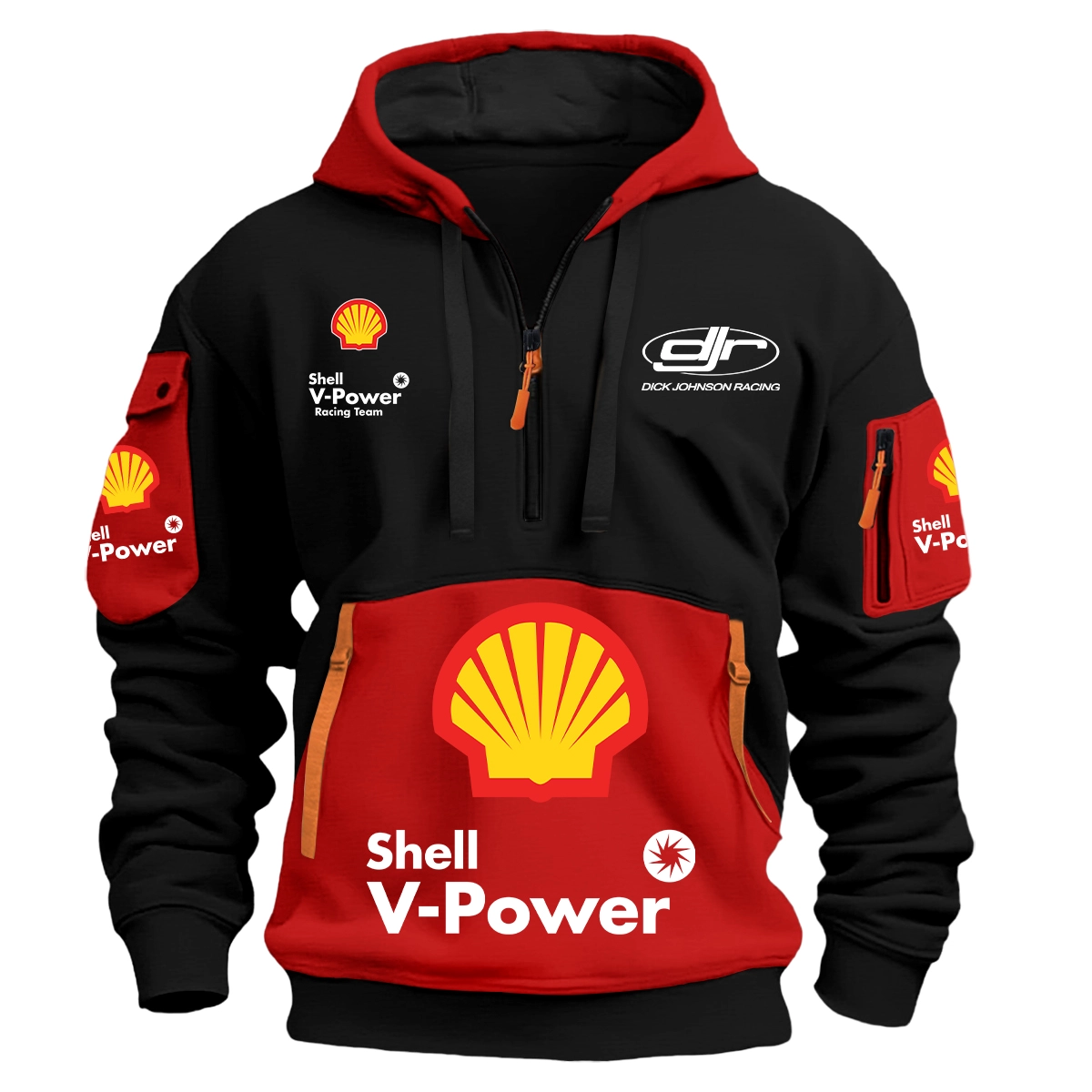 Dick Johnson Racing Team 2025 Supercars Championship Exclusive Logo Hoodie Half Zipper Red