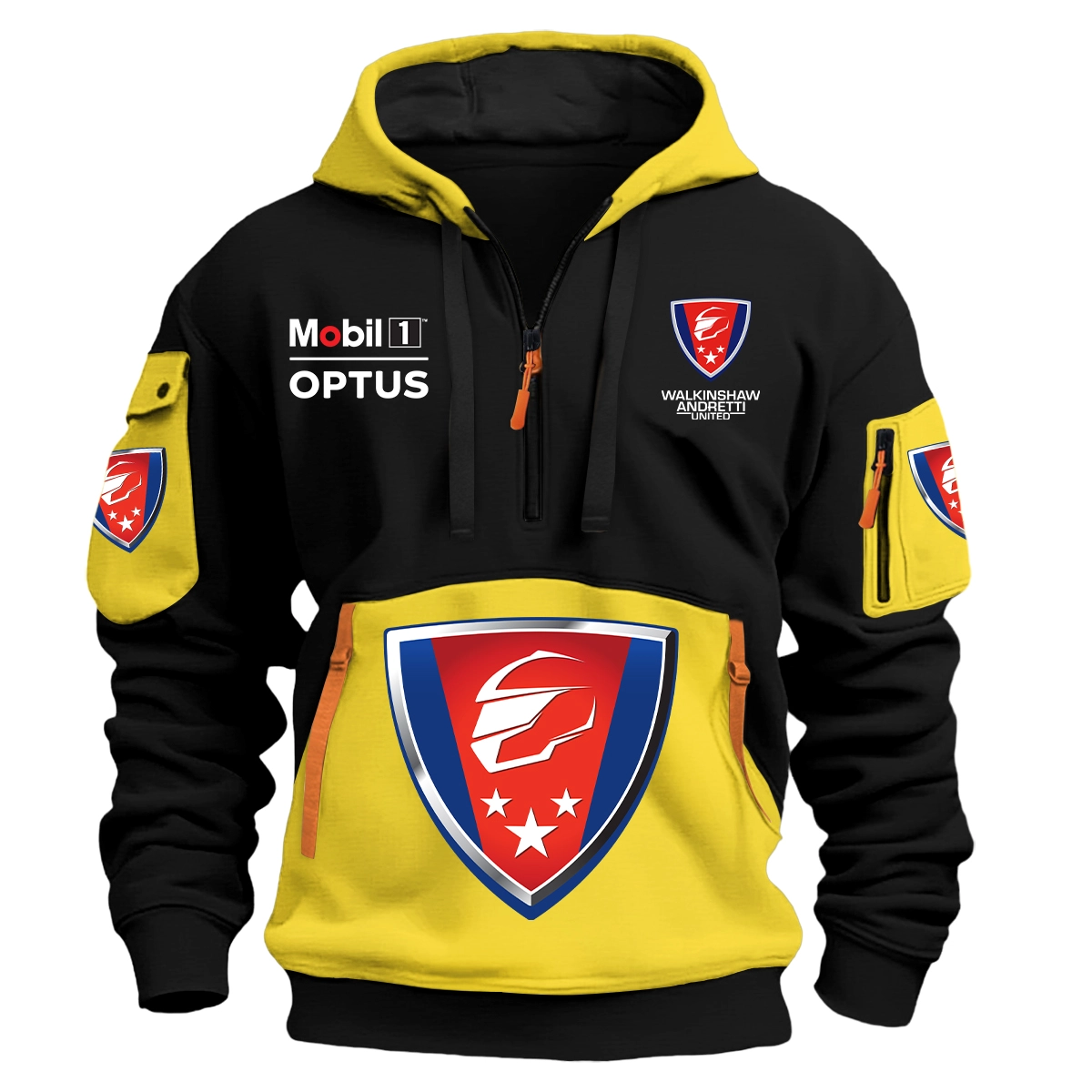Walkinshaw Andretti United Team 2025 Supercars Championship Exclusive Logo Hoodie Half Zipper Yellow