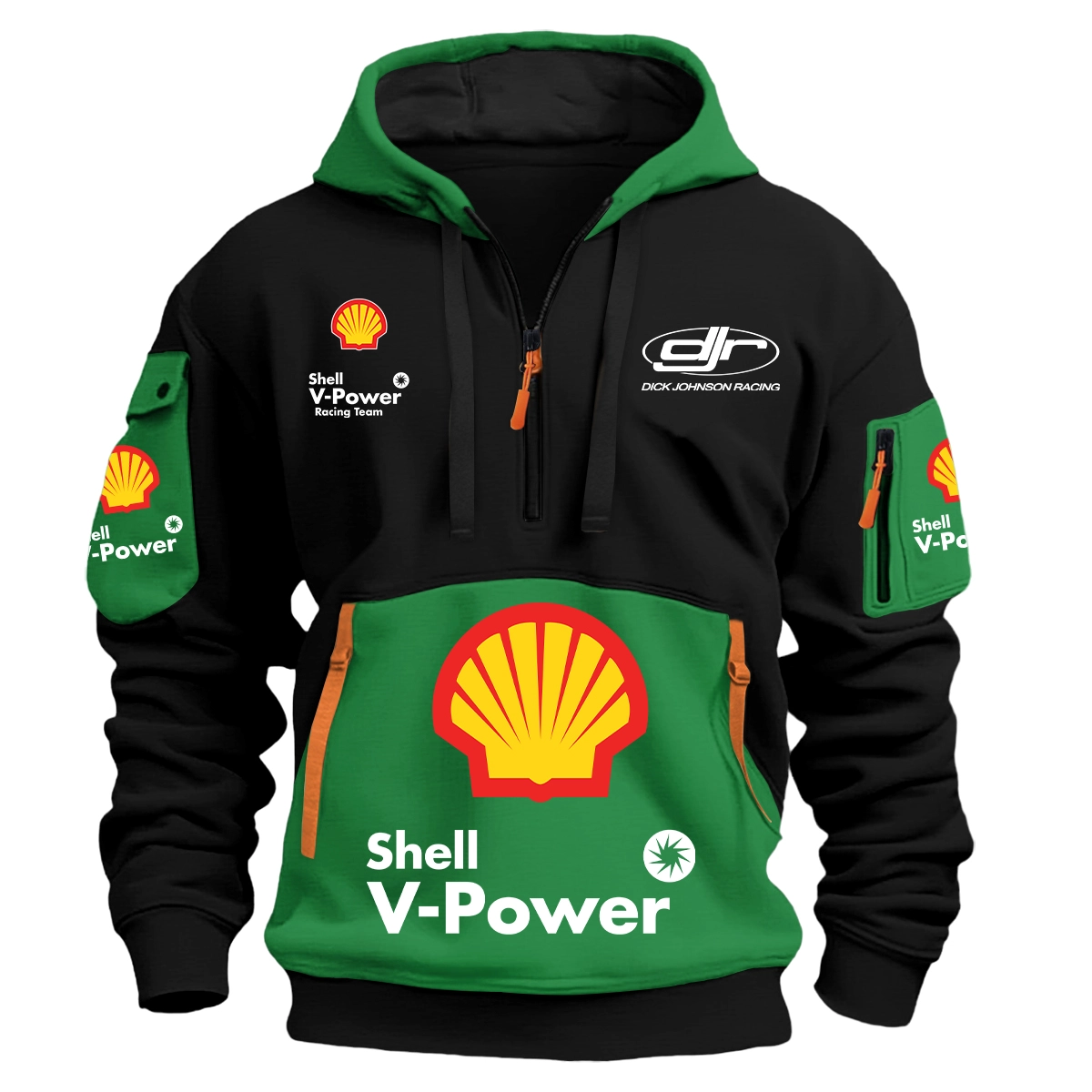 Dick Johnson Racing Team 2025 Supercars Championship Exclusive Logo Hoodie Half Zipper Green