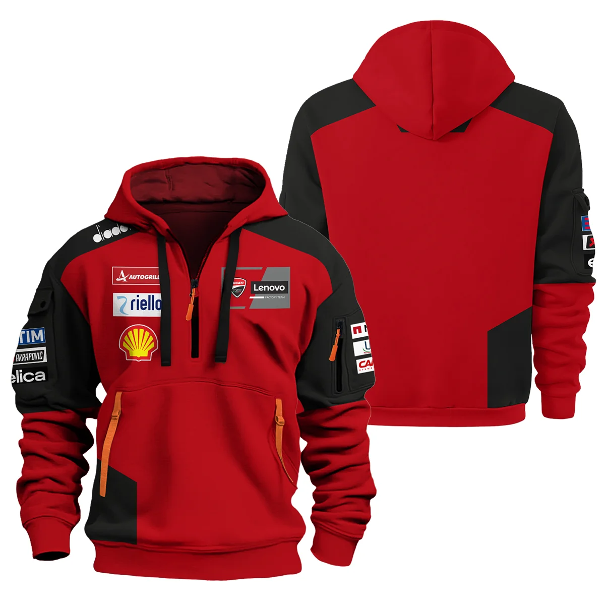 Ducati Lenovo Team Exclusive Logo Hoodie Half Zipper For Men