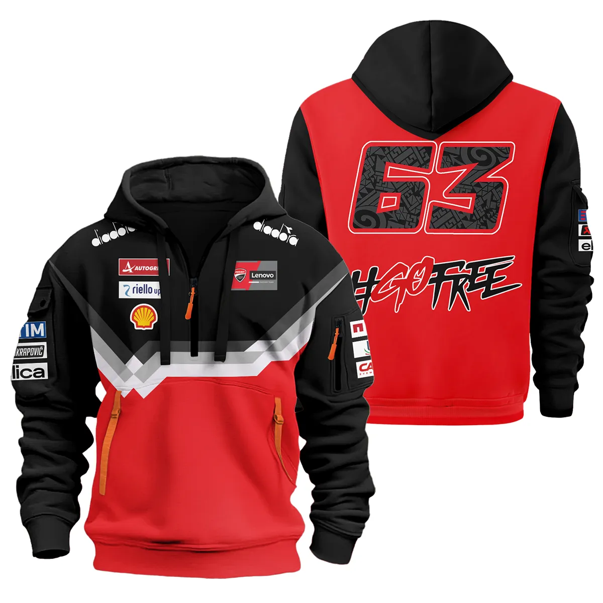Francesco Bagnaia Ducati Lenovo Team Logo Hoodie Half Zipper