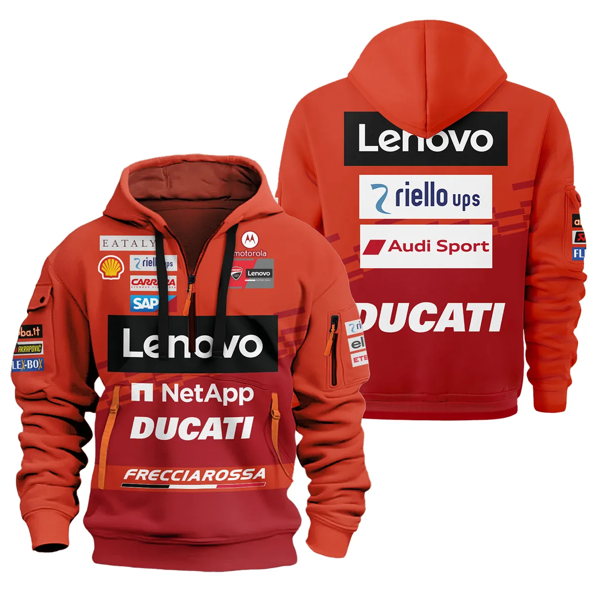 Ducati Lenovo Team Exclusive Logo Hoodie Half Zipper For Women Men