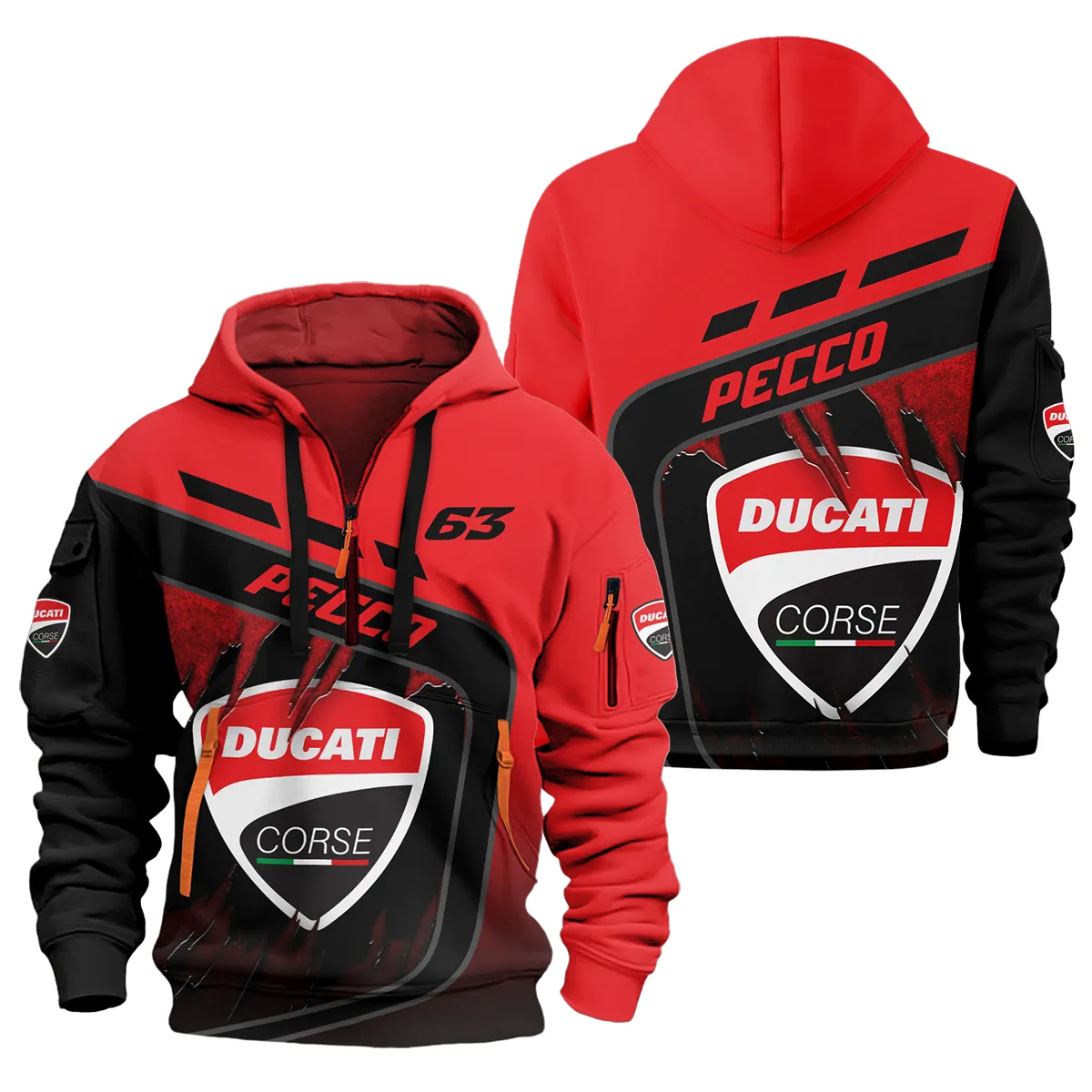 Francesco Bagnaia Ducati Lenovo Team Exclusive Logo Half Zip Hoodie For Men Women