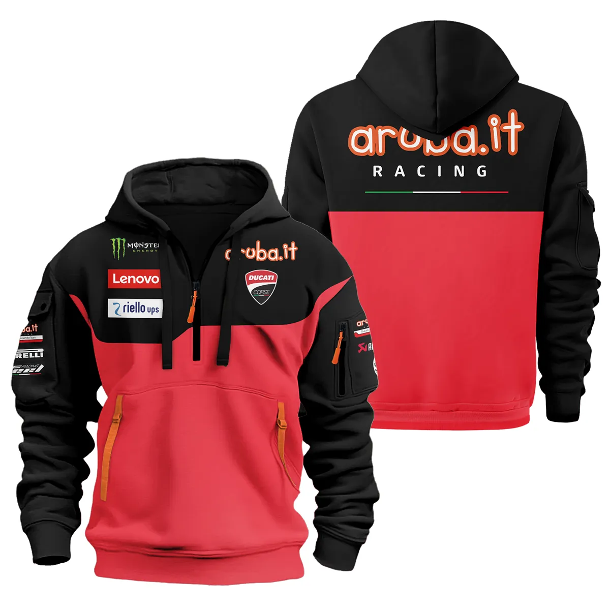 Ducati Lenovo Team Exclusive Logo Hoodie Half Zipper For Men N Women