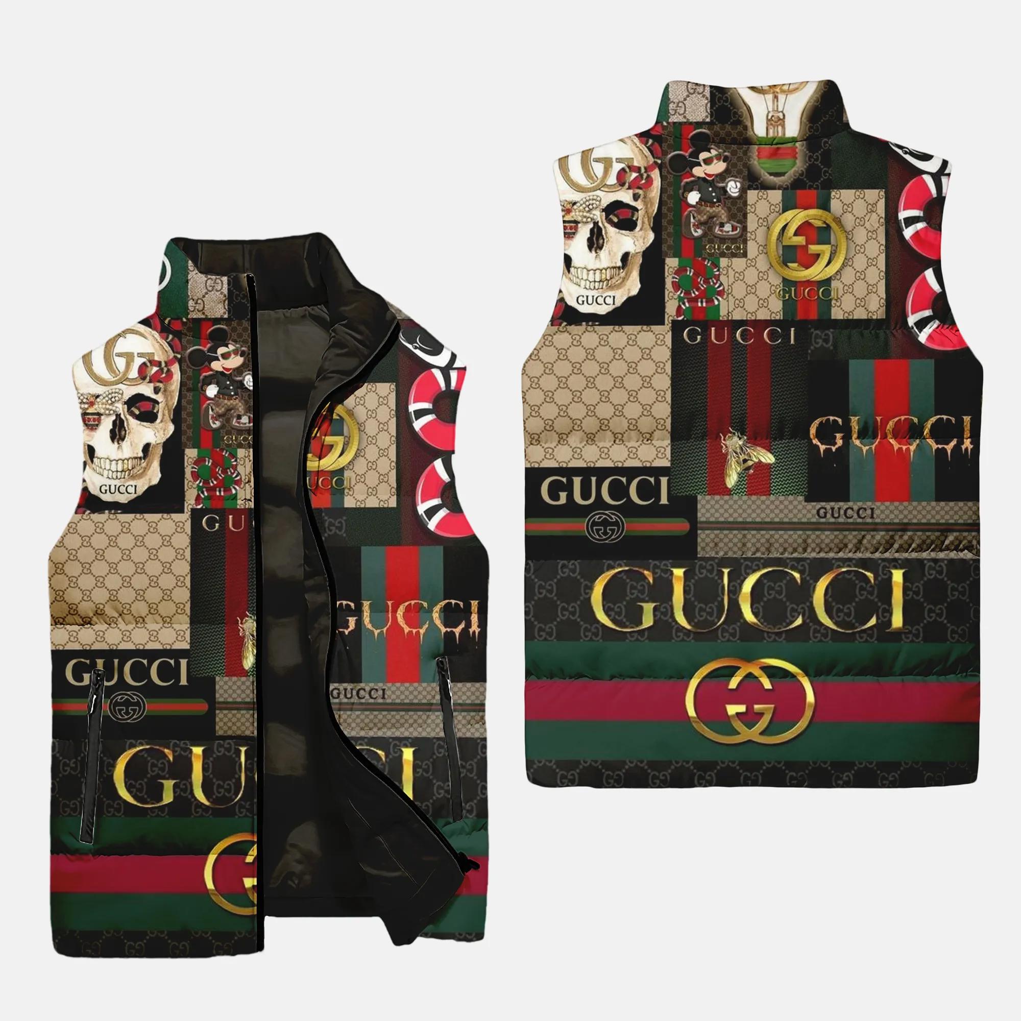Gucci All Pattern Luxury Brand 3D Sleeveless Puffer Jacket For Men Women