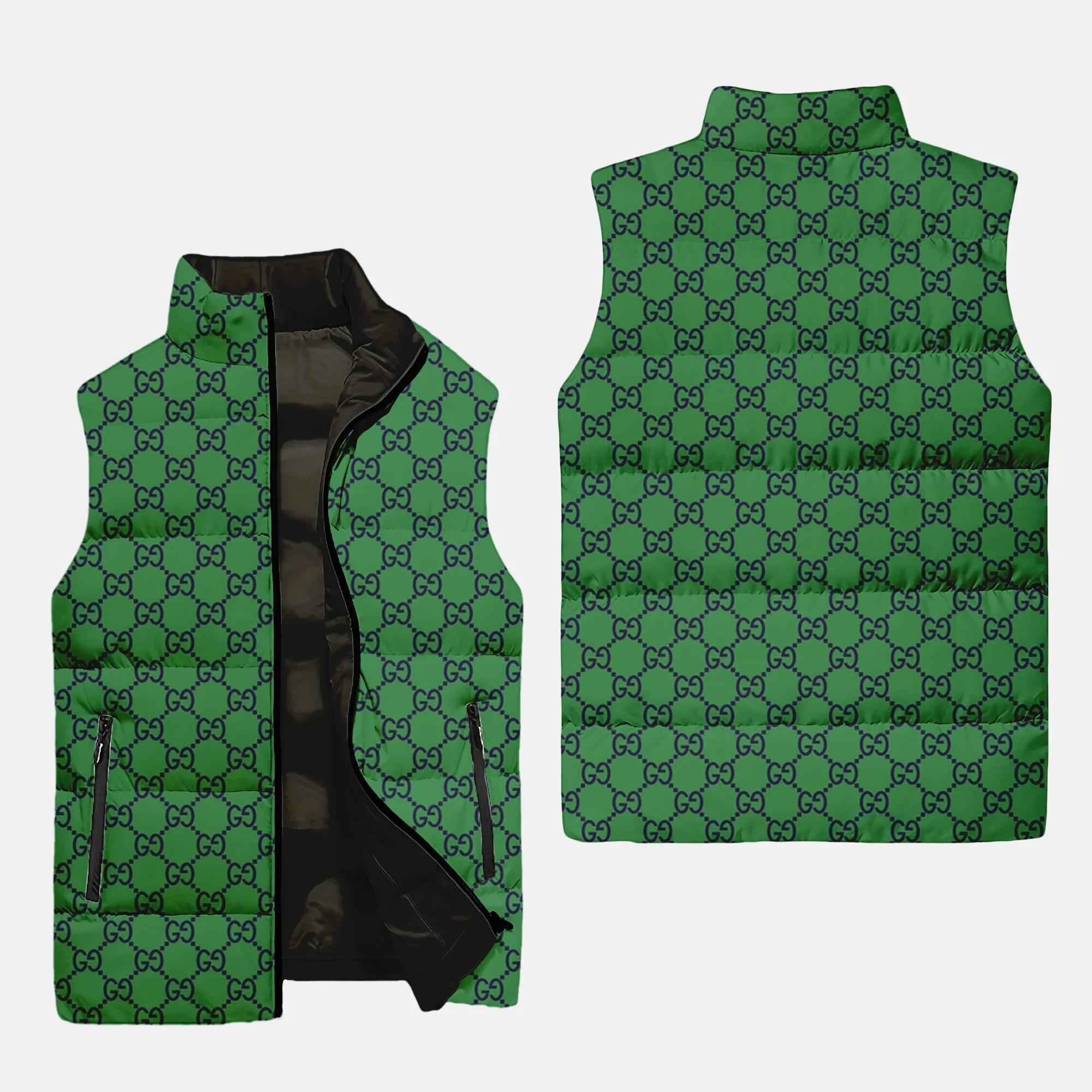Gucci Green Luxury Brand 3D Sleeveless Puffer Jacket For Men Women