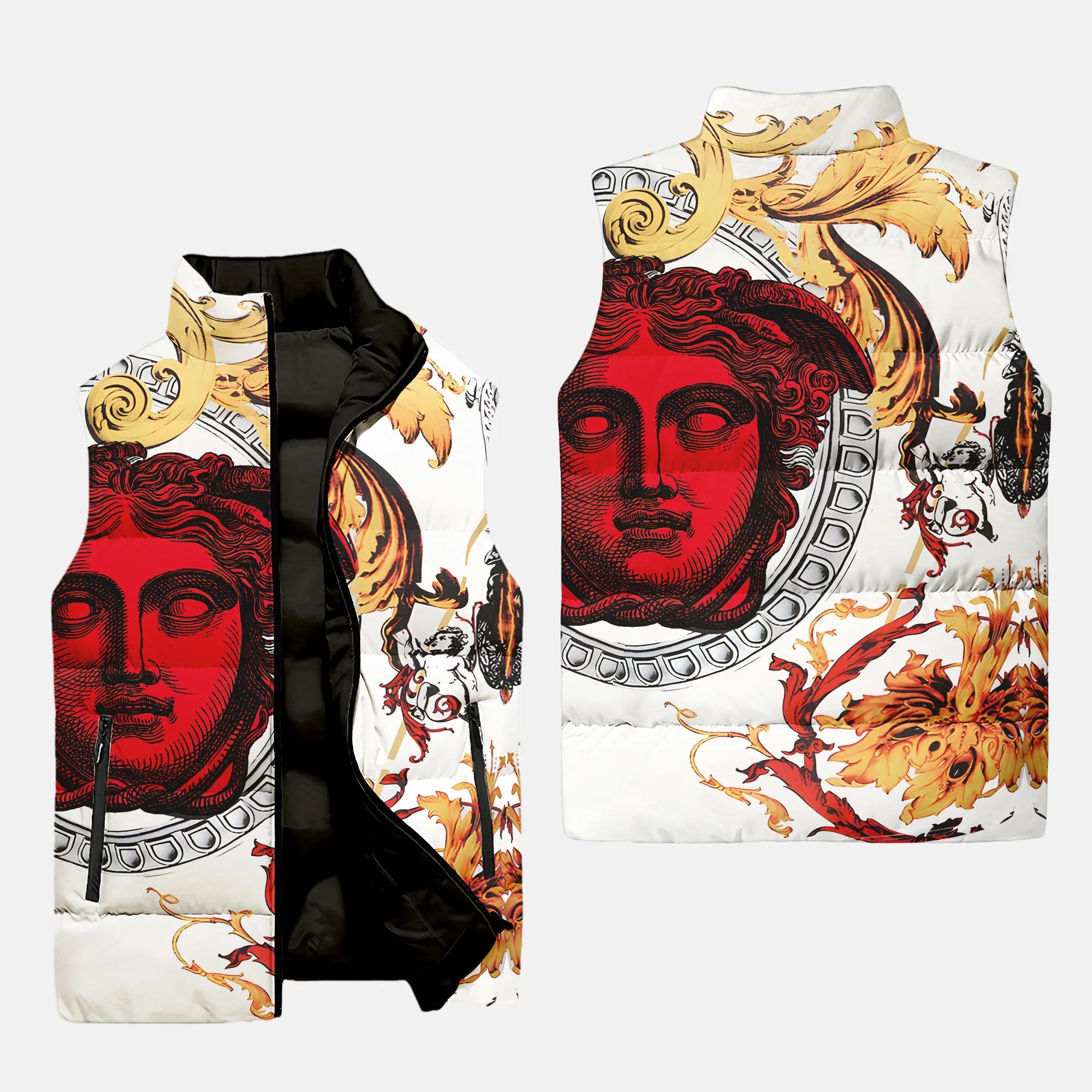 Versace Medusa Red Logo Luxury Brand 3D Sleeveless Puffer Jacket For Men Women