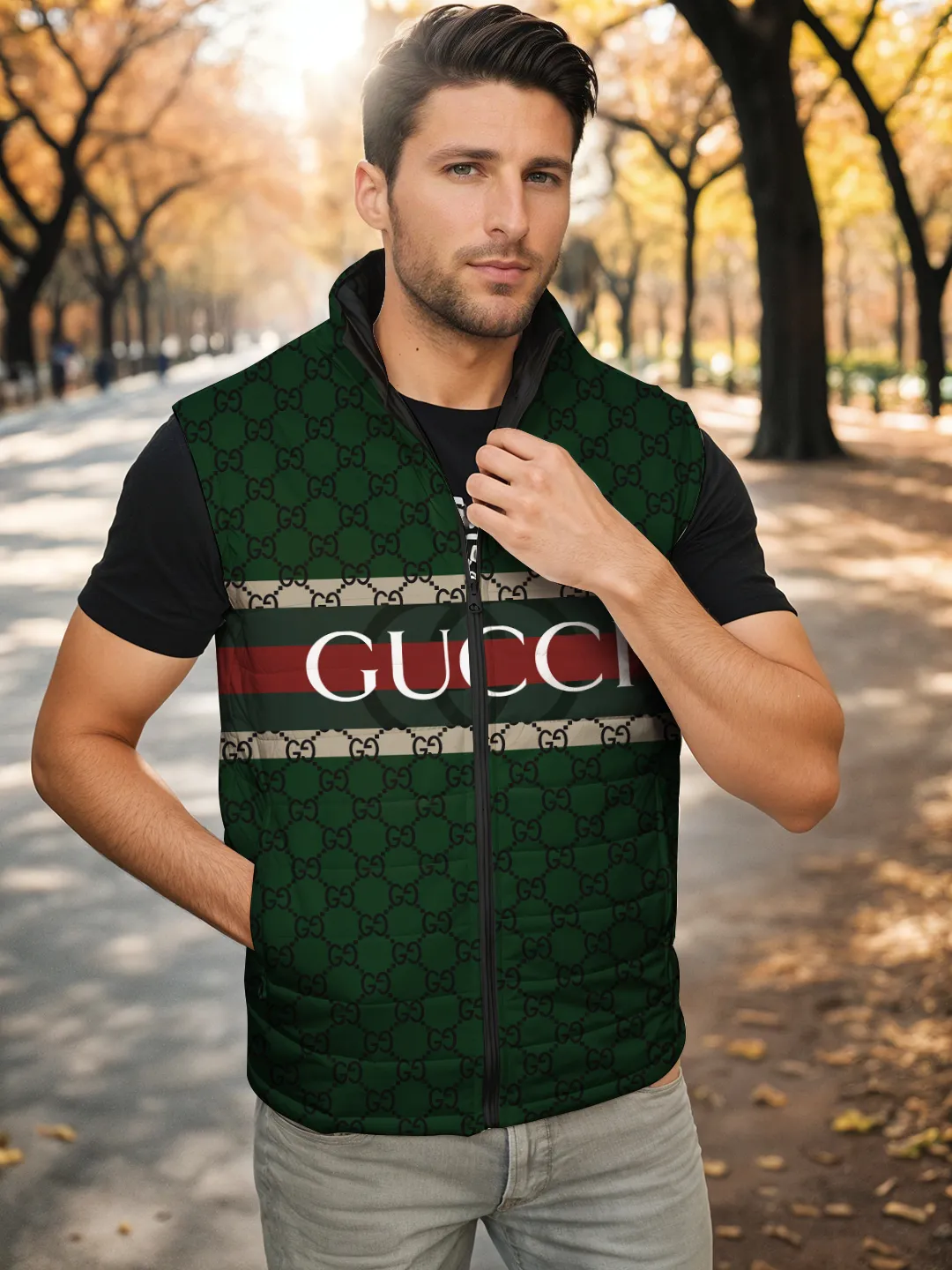 Gucci Premium Sleeveless Puffer Jacket For Men Women Street Edition