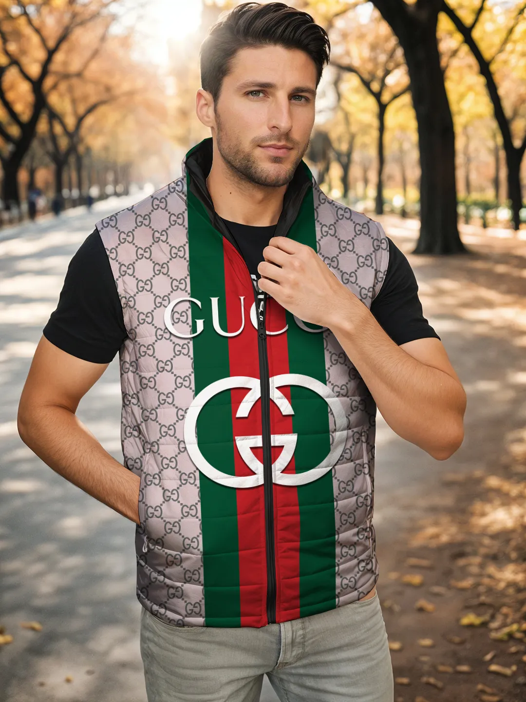 Gucci Premium Sleeveless Puffer Jacket For Men Women Sport Look