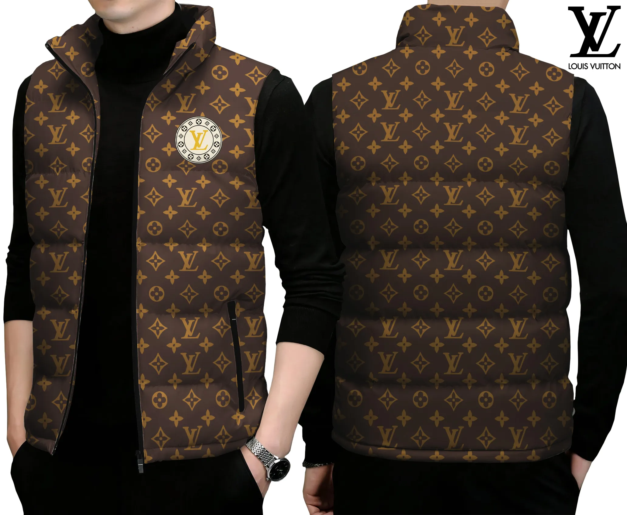 Louis Vuitton Premium Sleeveless Puffer Jacket For Men Women Winter Warm