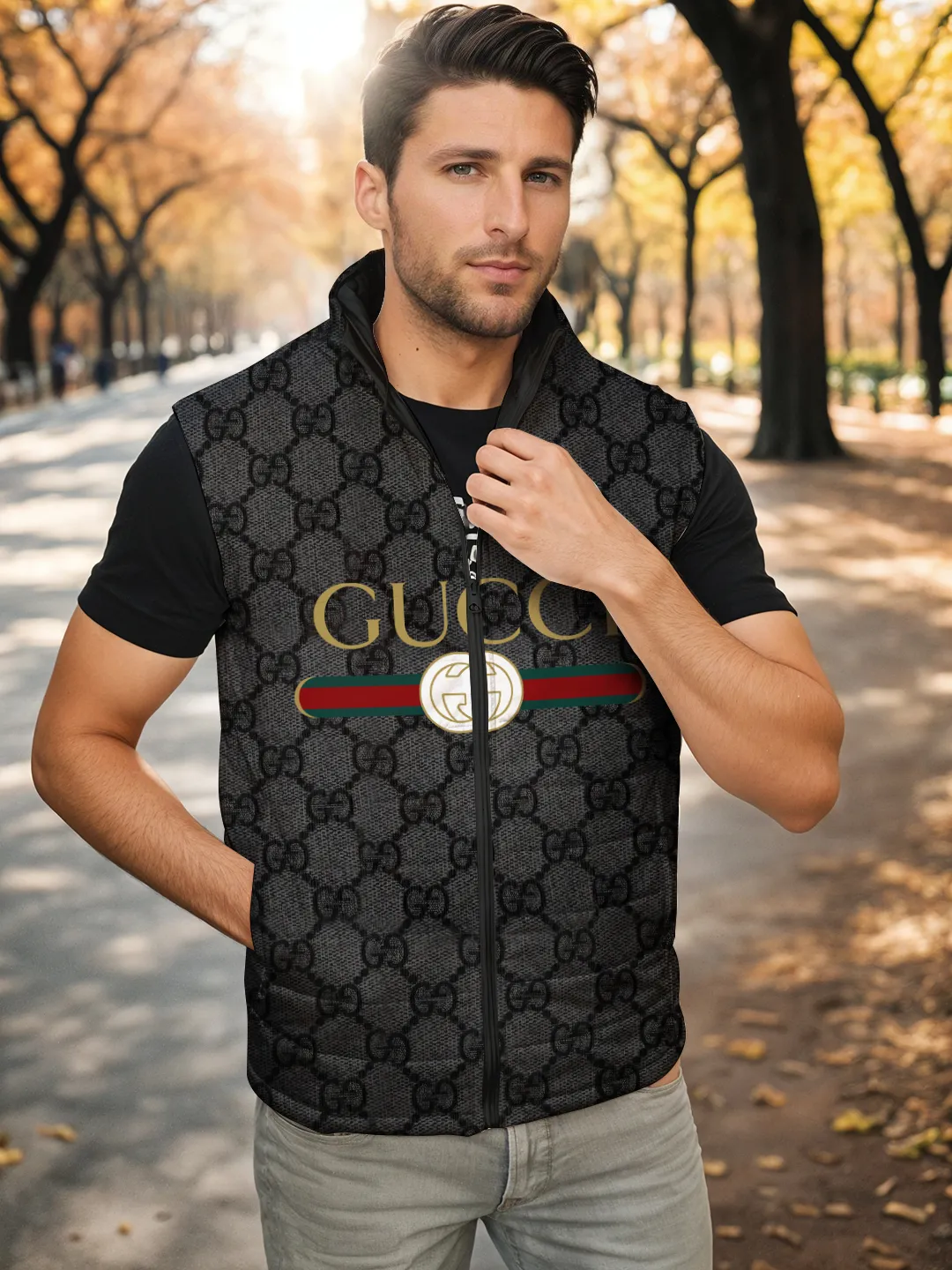 Gucci Premium Sleeveless Puffer Jacket For Men Women Urban Style