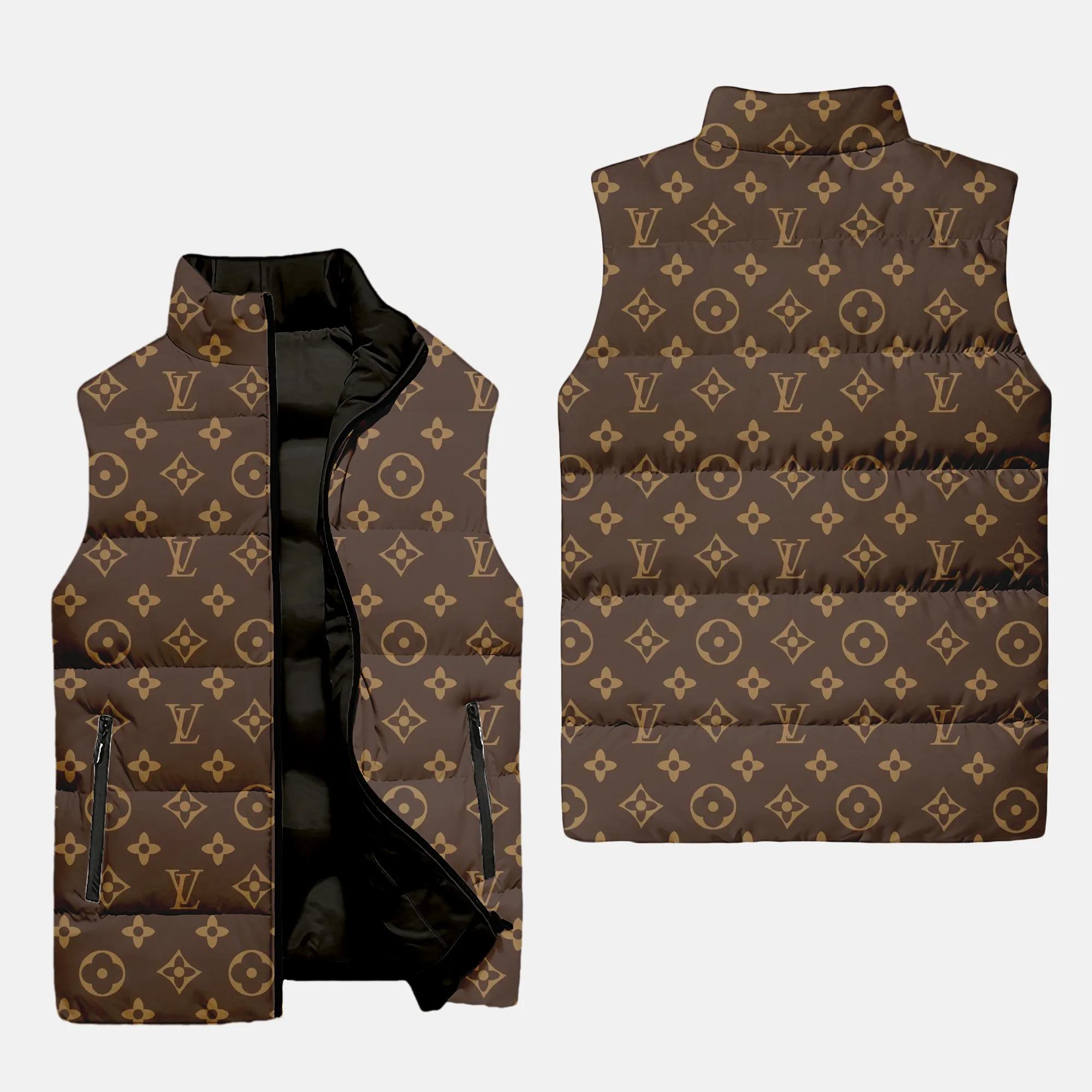 Louis Vuitton Monogram Brown Luxury Brand 3D Sleeveless Puffer Jacket For Men Women
