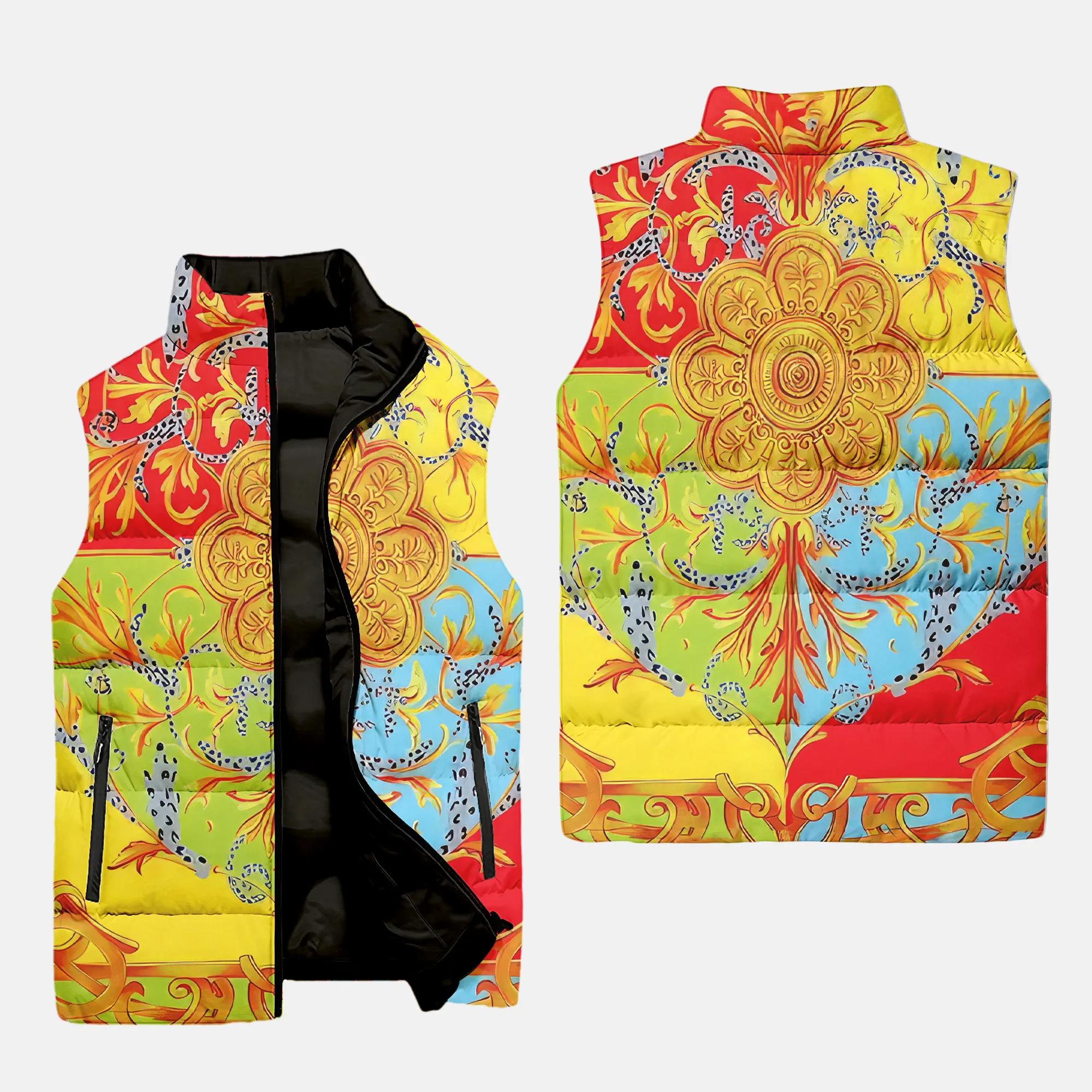 Versace Colorful Luxury Brand Premium Fashion 3D Sleeveless Puffer Jacket For Men Women