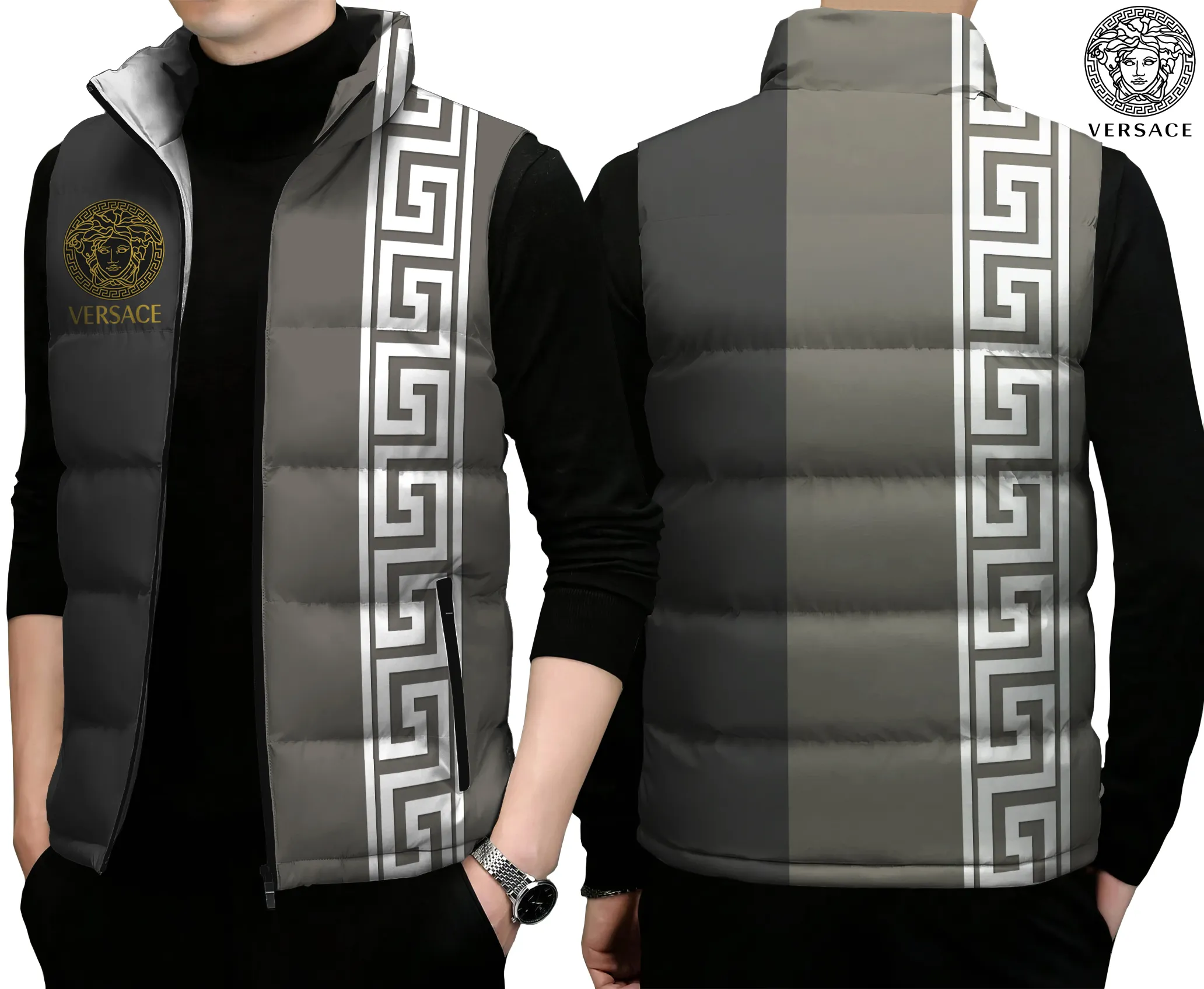 Versace Limited Edition Sleeveless Puffer Jacket For Men Women Techwear