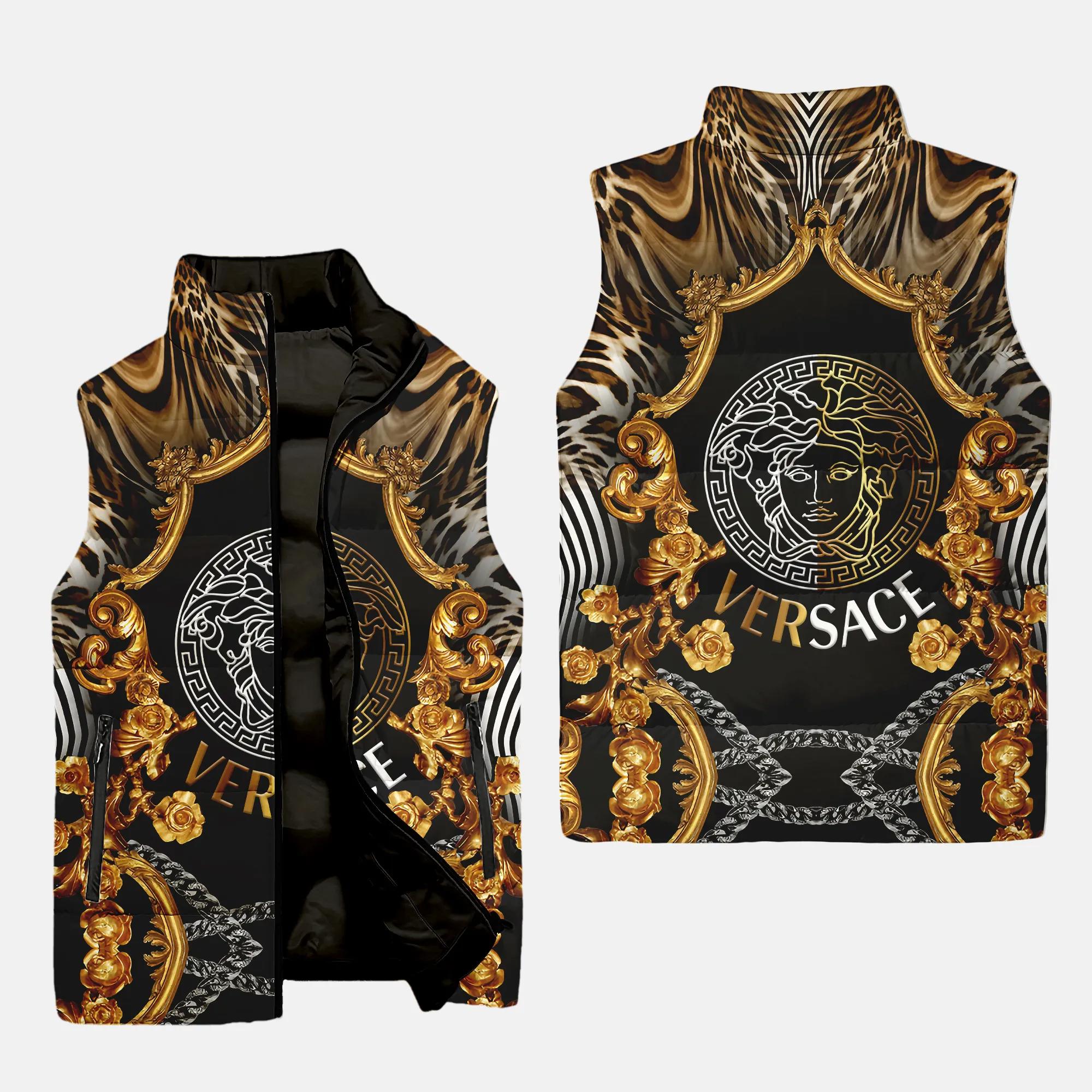 Versace Medusa Fashion Luxury Brand Premium Fashion 3D Sleeveless Puffer Jacket For Men Women