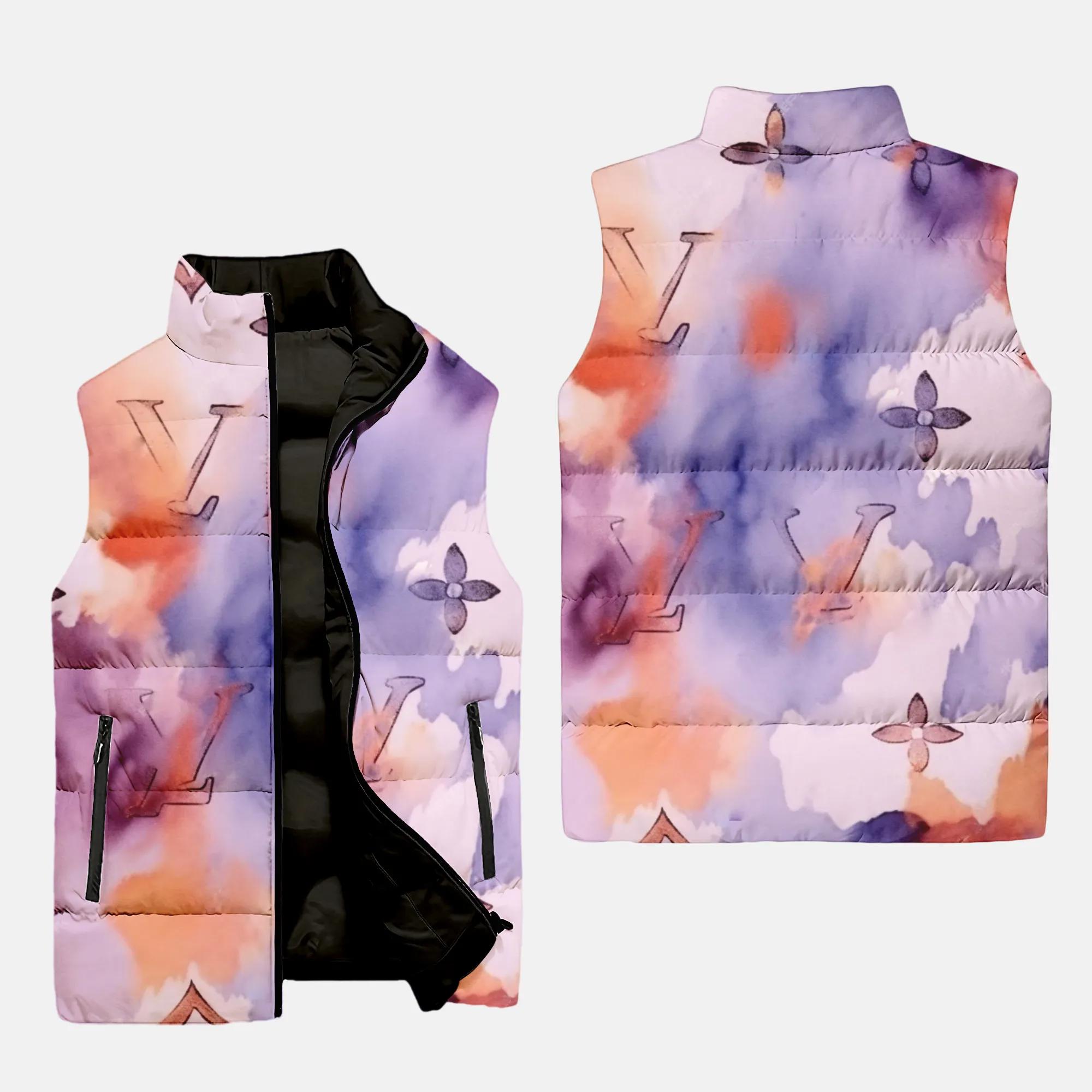 Louis Vuitton Water Color Type 2 Luxury Brand 3D Sleeveless Puffer Jacket For Men Women