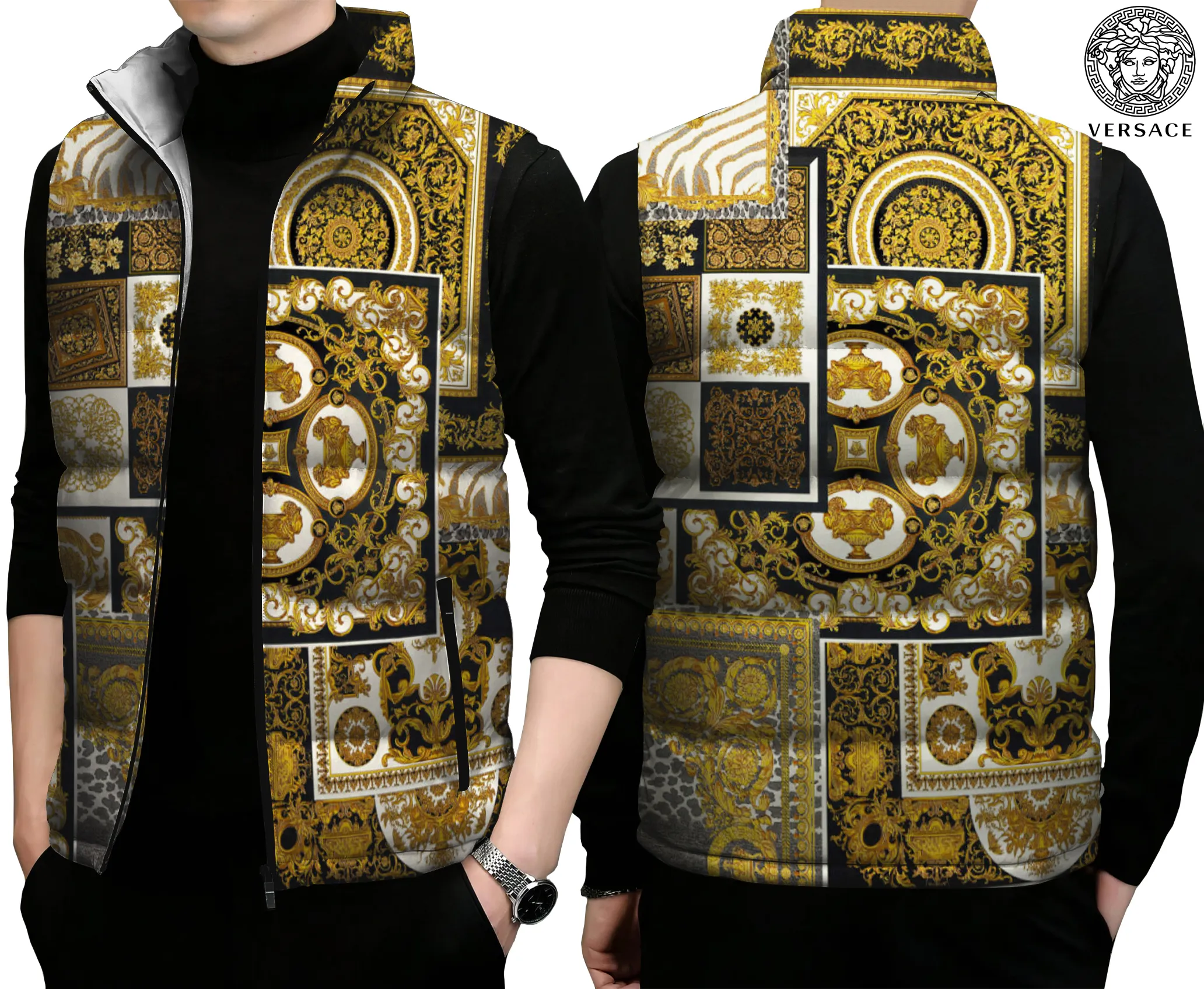 Versace Limited Edition Sleeveless Puffer Jacket For Men Women Casual Street