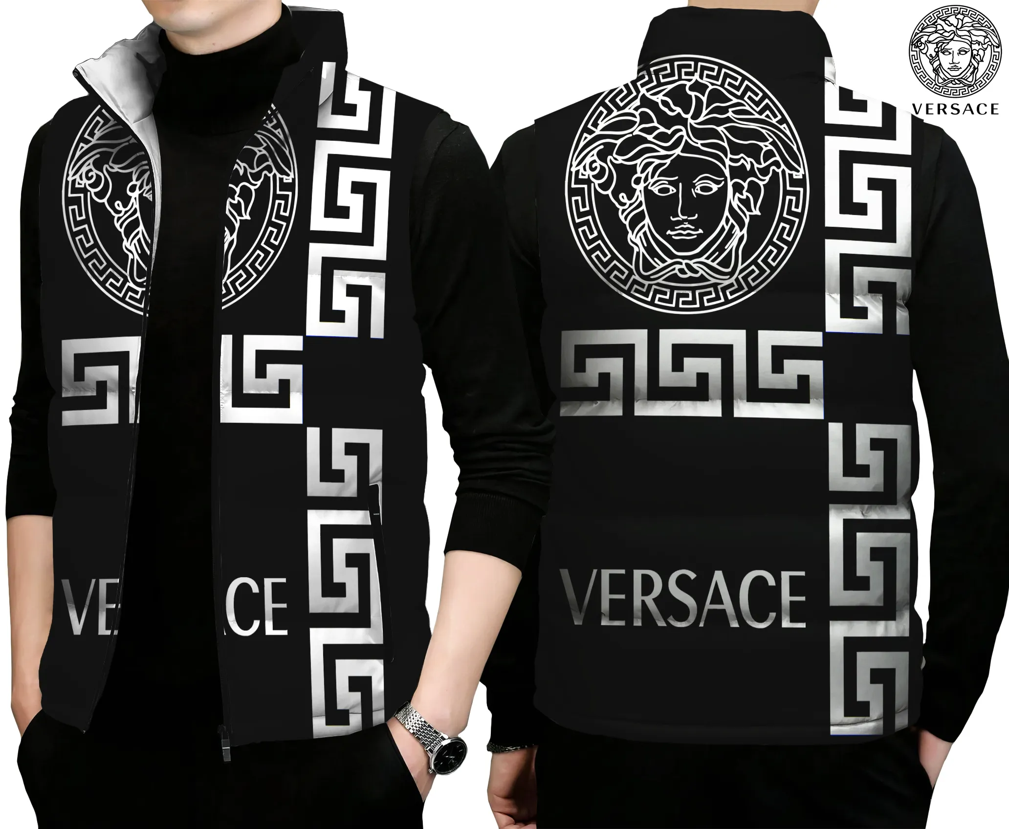 Versace Limited Edition Sleeveless Puffer Jacket For Men Women Minimalist Design