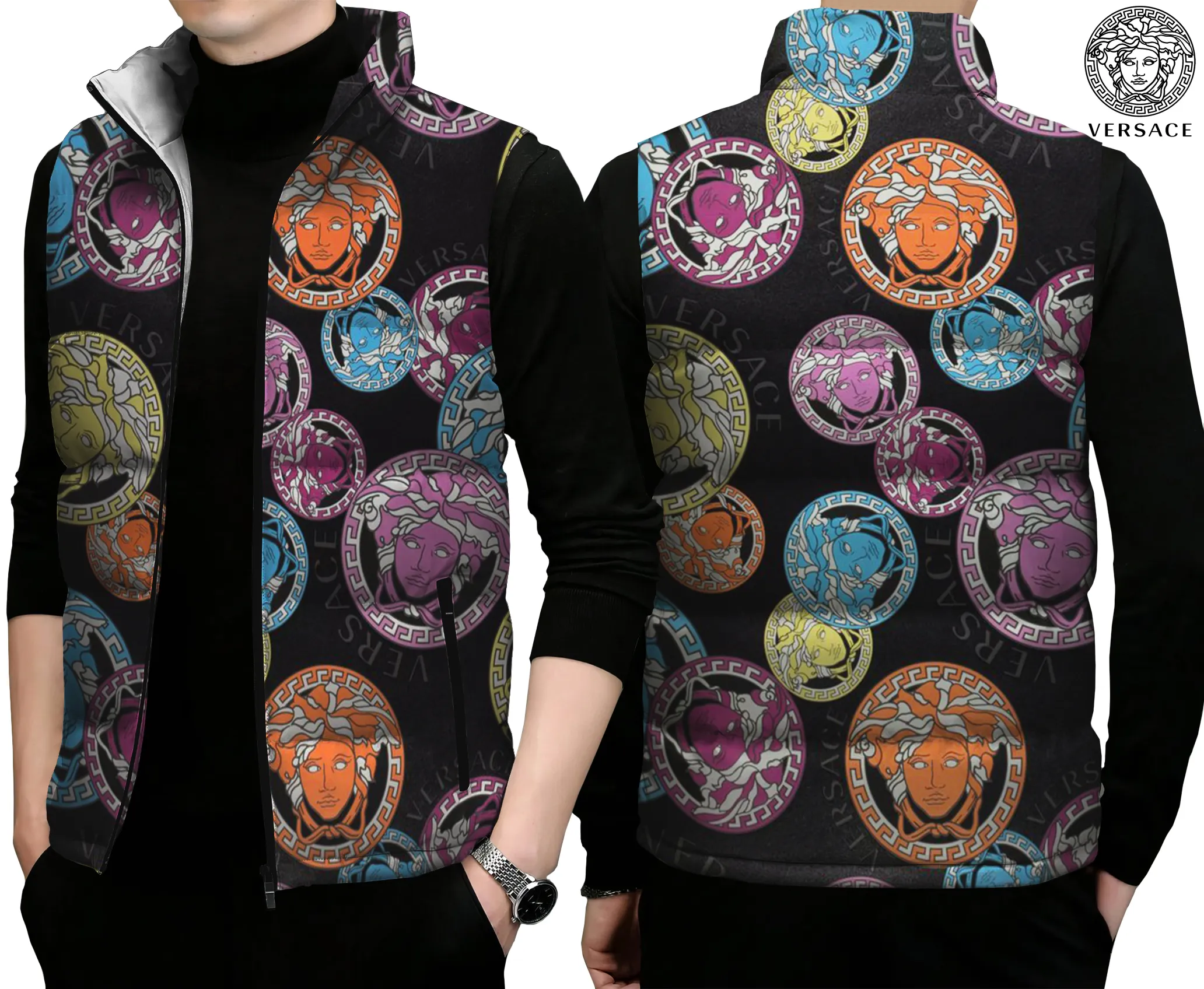 Versace Limited Edition Sleeveless Puffer Jacket For Men Women Urban Style