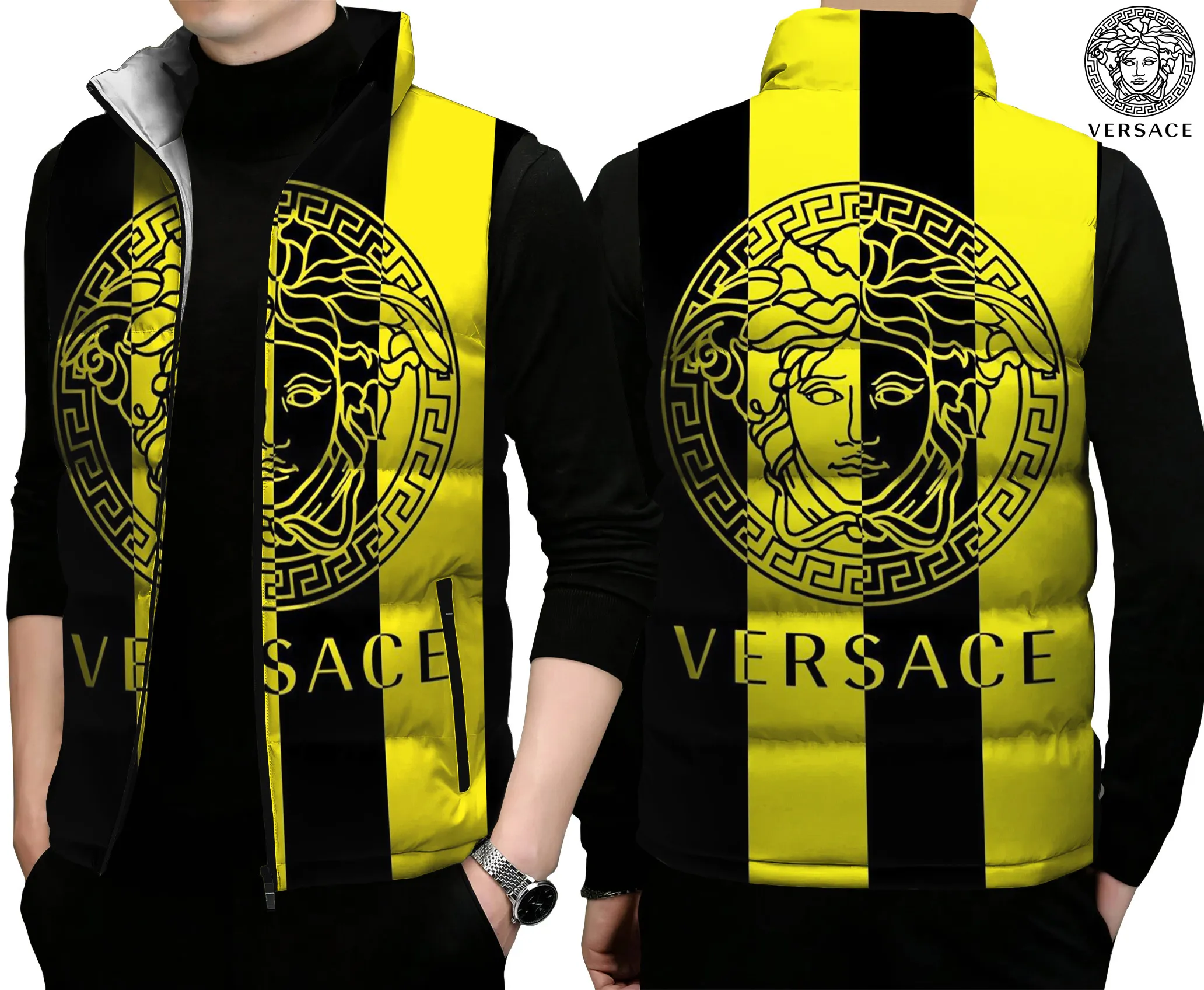 Versace Limited Edition Sleeveless Puffer Jacket For Men Women Cold Resistant