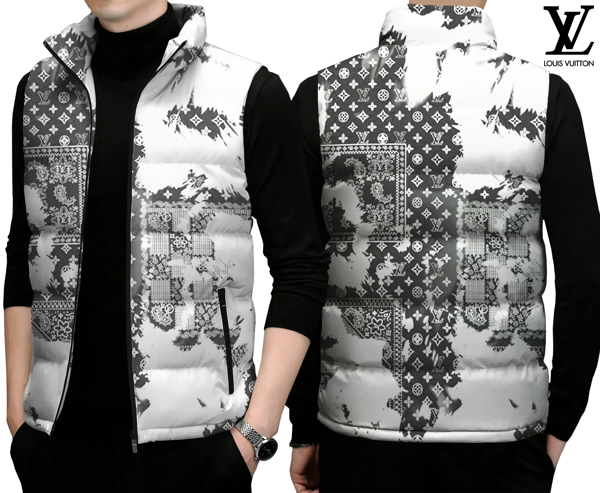 Louis Vuitton Limited Edition Sleeveless Puffer Jacket For Men Women Urban Style