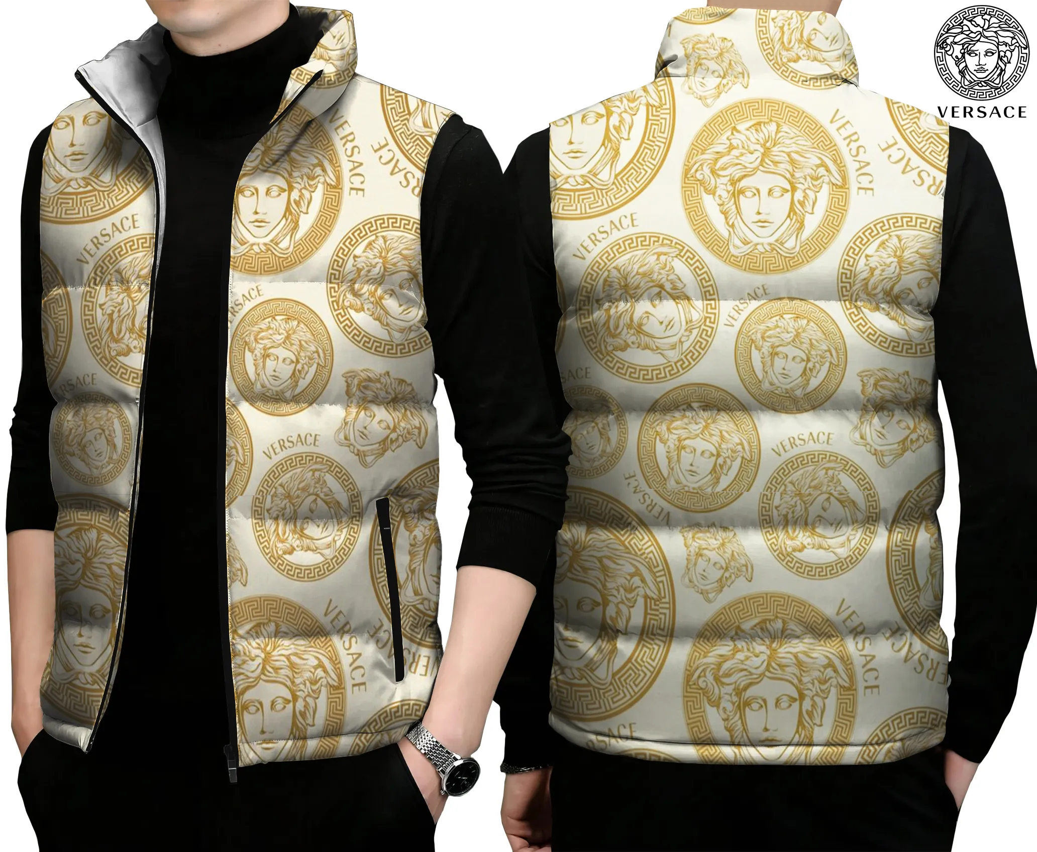 Versace Limited Edition Sleeveless Puffer Jacket For Men Women Bold Edition