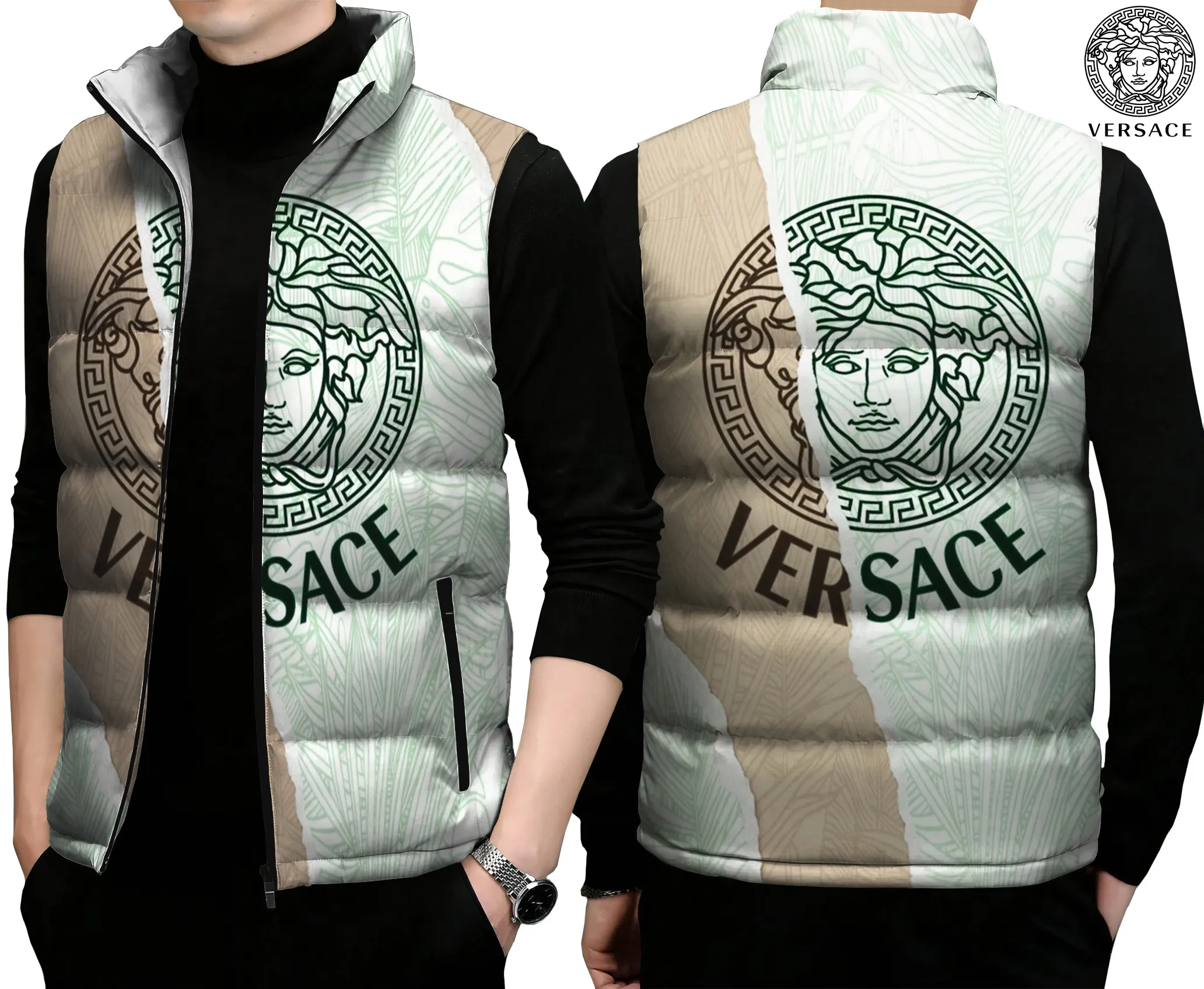Versace Limited Edition Sleeveless Puffer Jacket For Men Women Oversized Fit