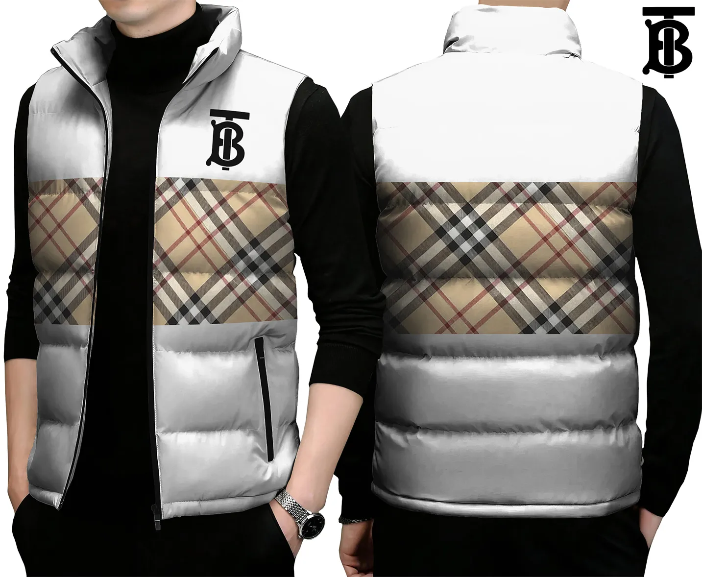 Burberry Premium Sleeveless Puffer Jacket For Men Women Classic Fit