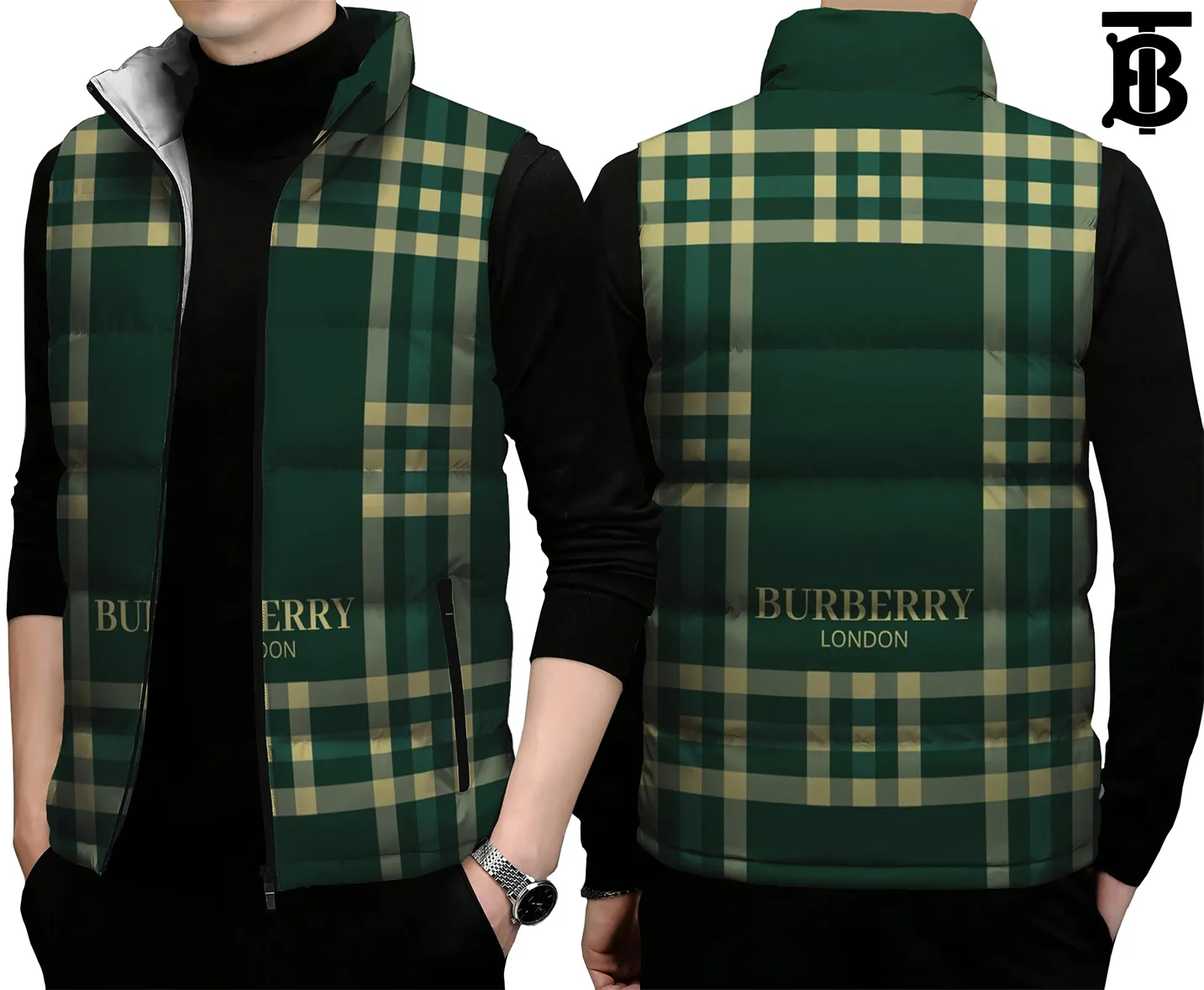Burberry Premium Sleeveless Puffer Jacket For Men Women Hooded Style
