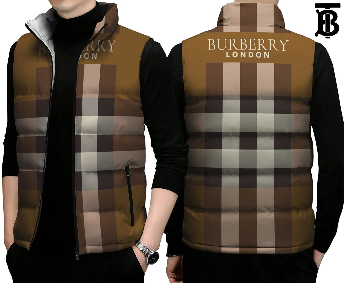 Burberry Premium Sleeveless Puffer Jacket For Men Women Unisex Cut