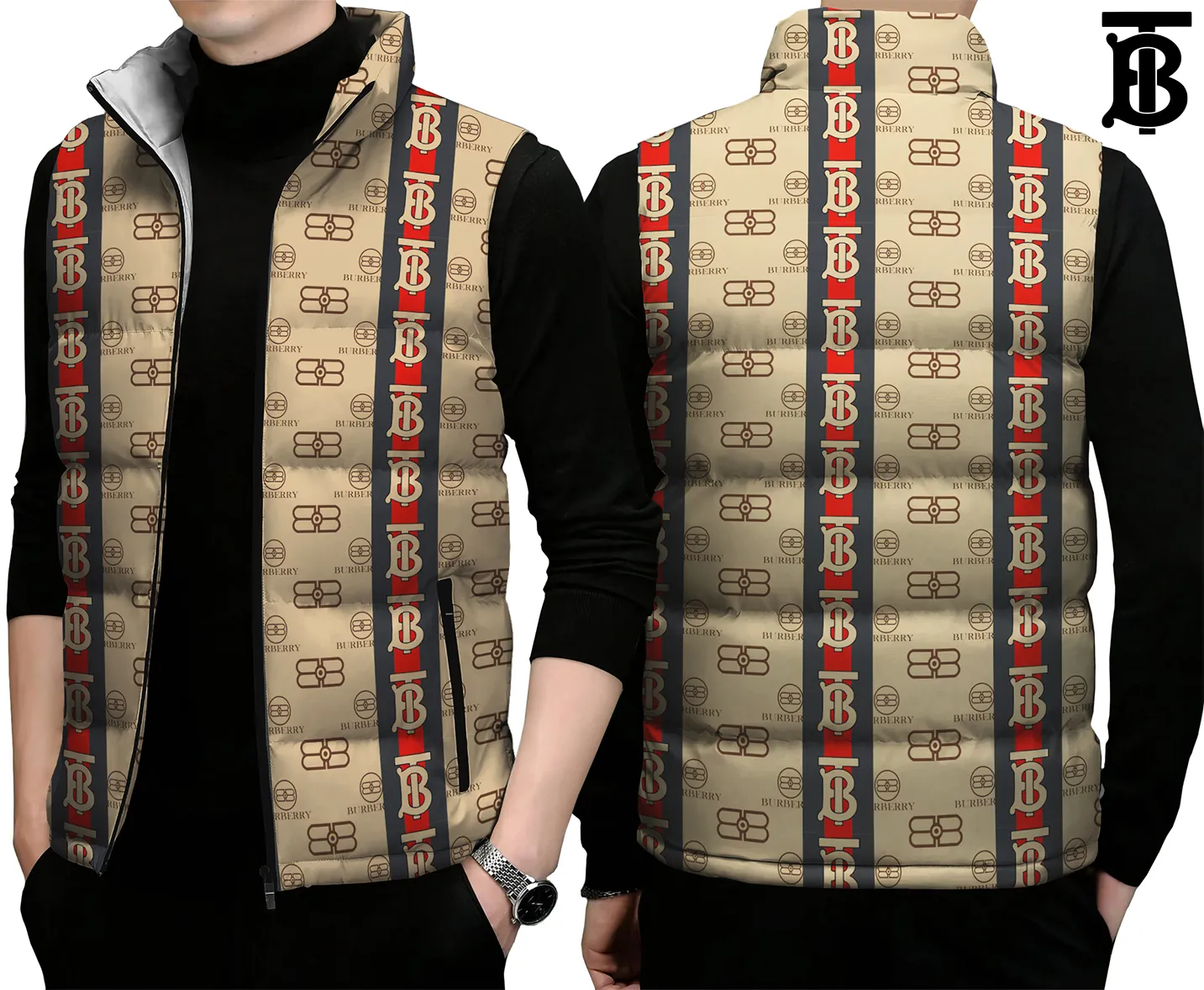 Burberry Premium Sleeveless Puffer Jacket For Men Women With Hood