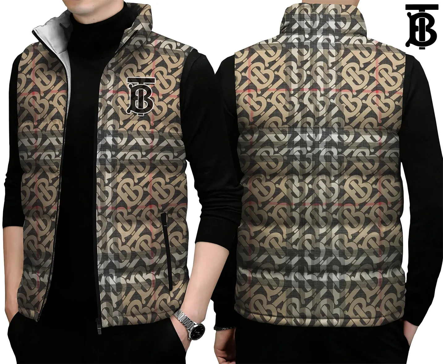 Burberry Premium Sleeveless Puffer Jacket For Men Women Casual Street