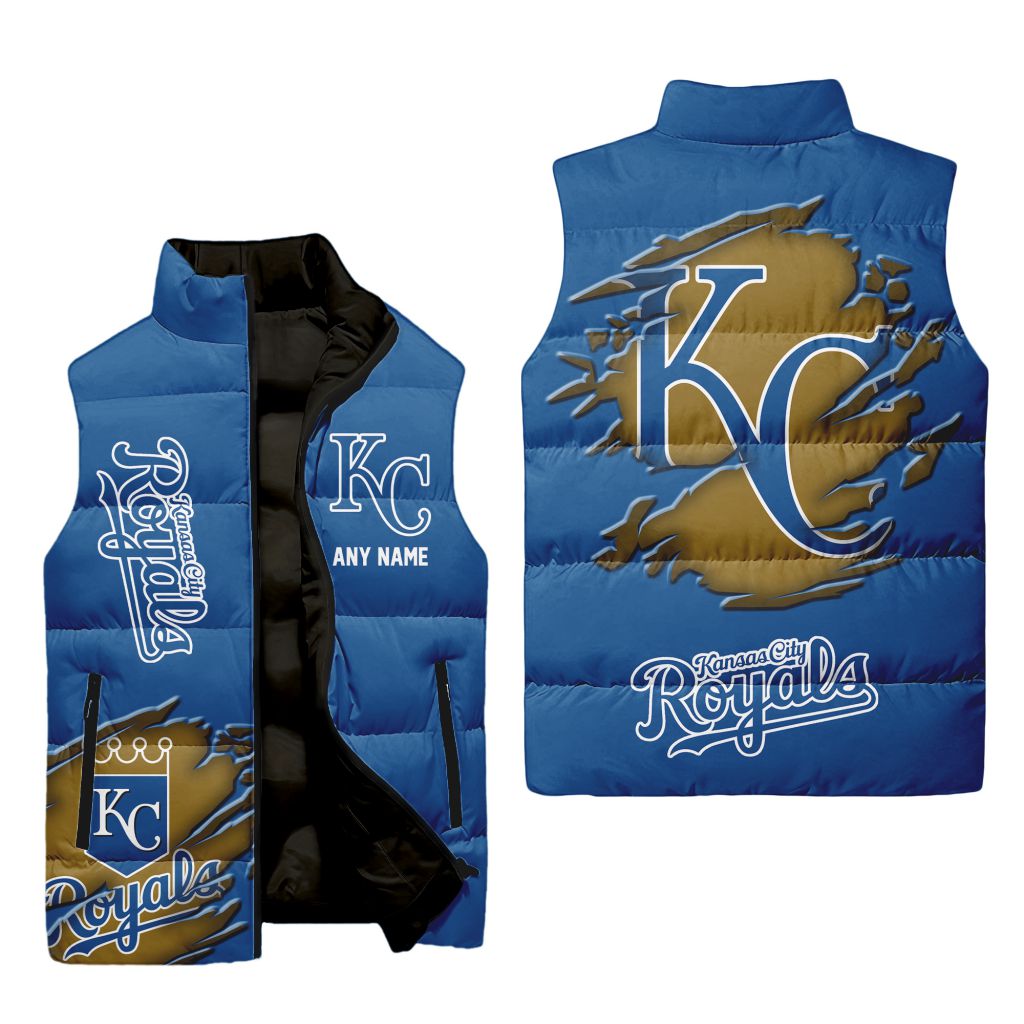 Mlb Kansas City Royals Personalized Name Sleeveless Puffer Jacket