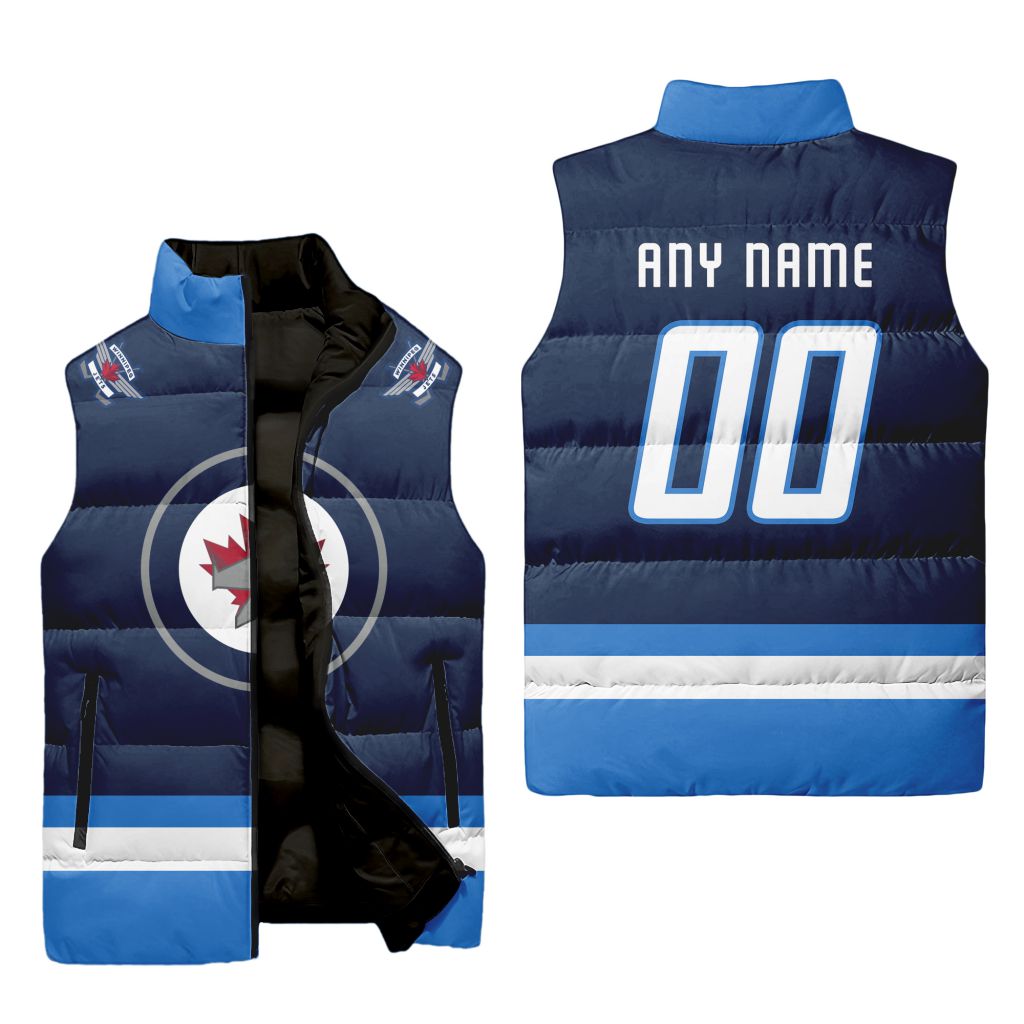 Nhl Winnipeg Jets Personalized Home Sleeveless Puffer Jacket