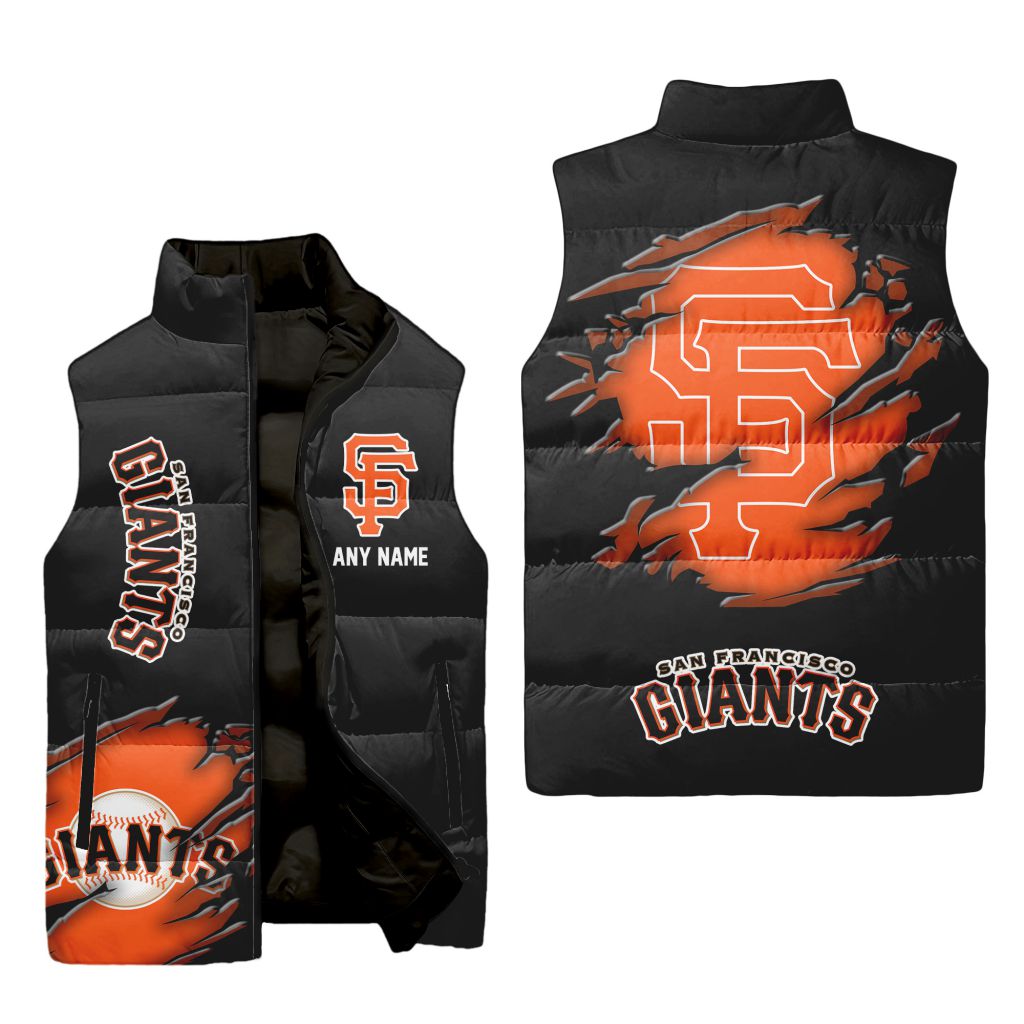 Mlb San Francisco Giants Personalized Name Sleeveless Puffer Jacket
