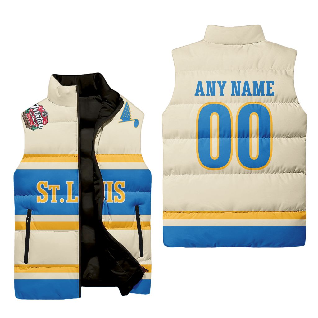 Nhl St. Louis Blues Personalized 2025 Winter Classic Sleeveless Puffer Jacket