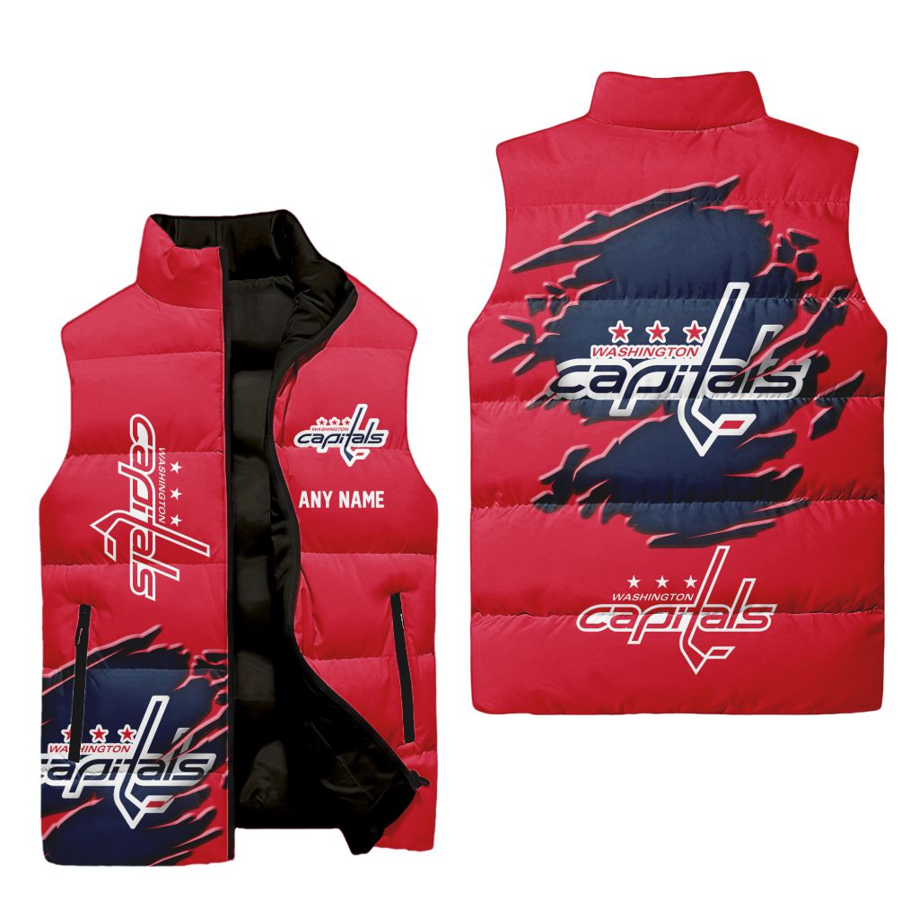 Nhl Washington Capitals Personalized Name Sleeveless Puffer Jacket