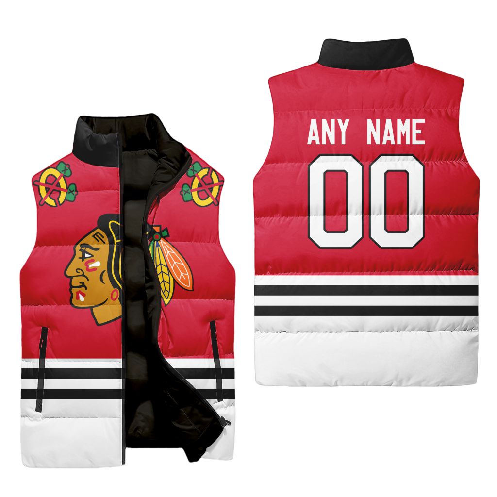 Nhl Chicago Blackhawks Personalized Home Sleeveless Puffer Jacket