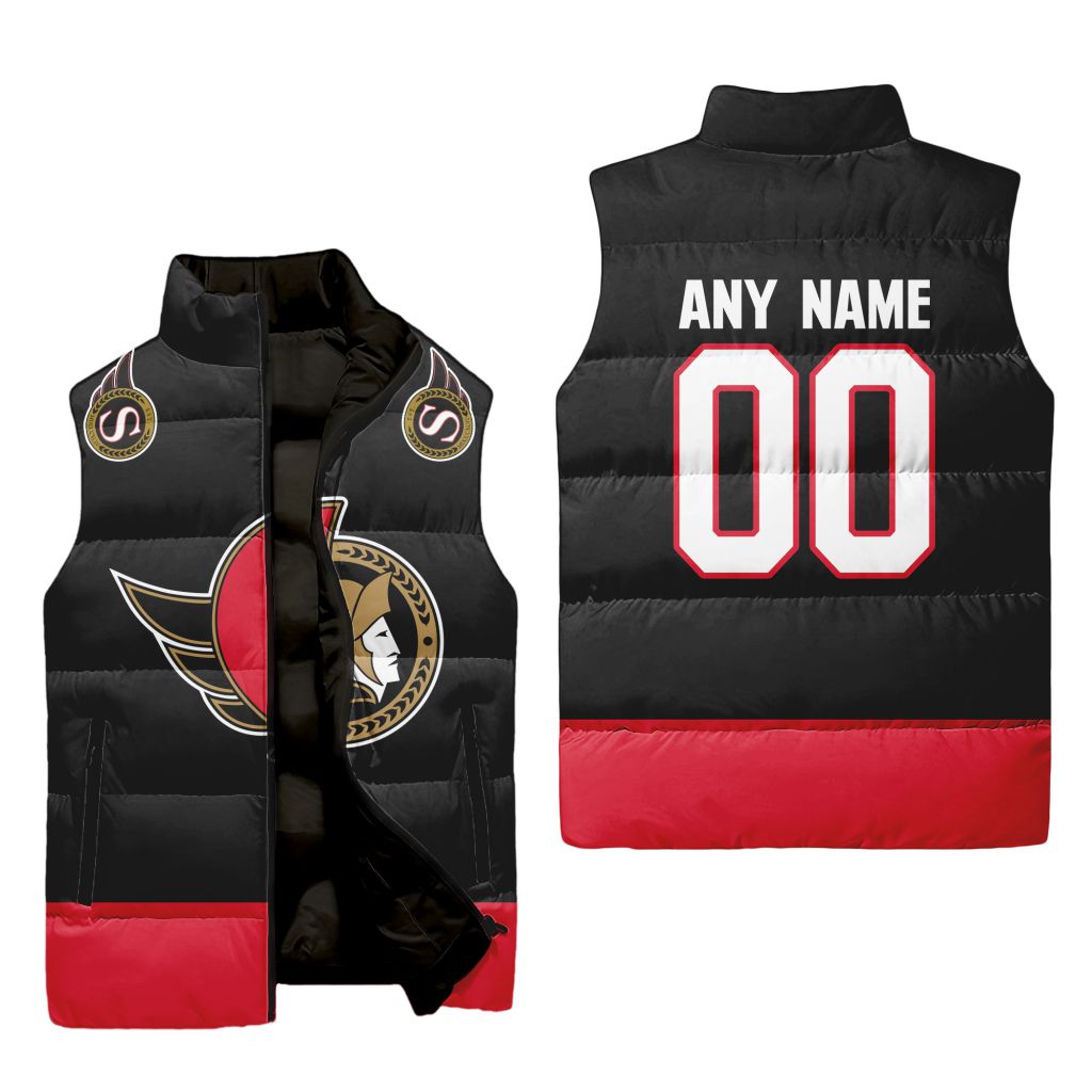 Nhl Ottawa Senators Personalized Home Sleeveless Puffer Jacket